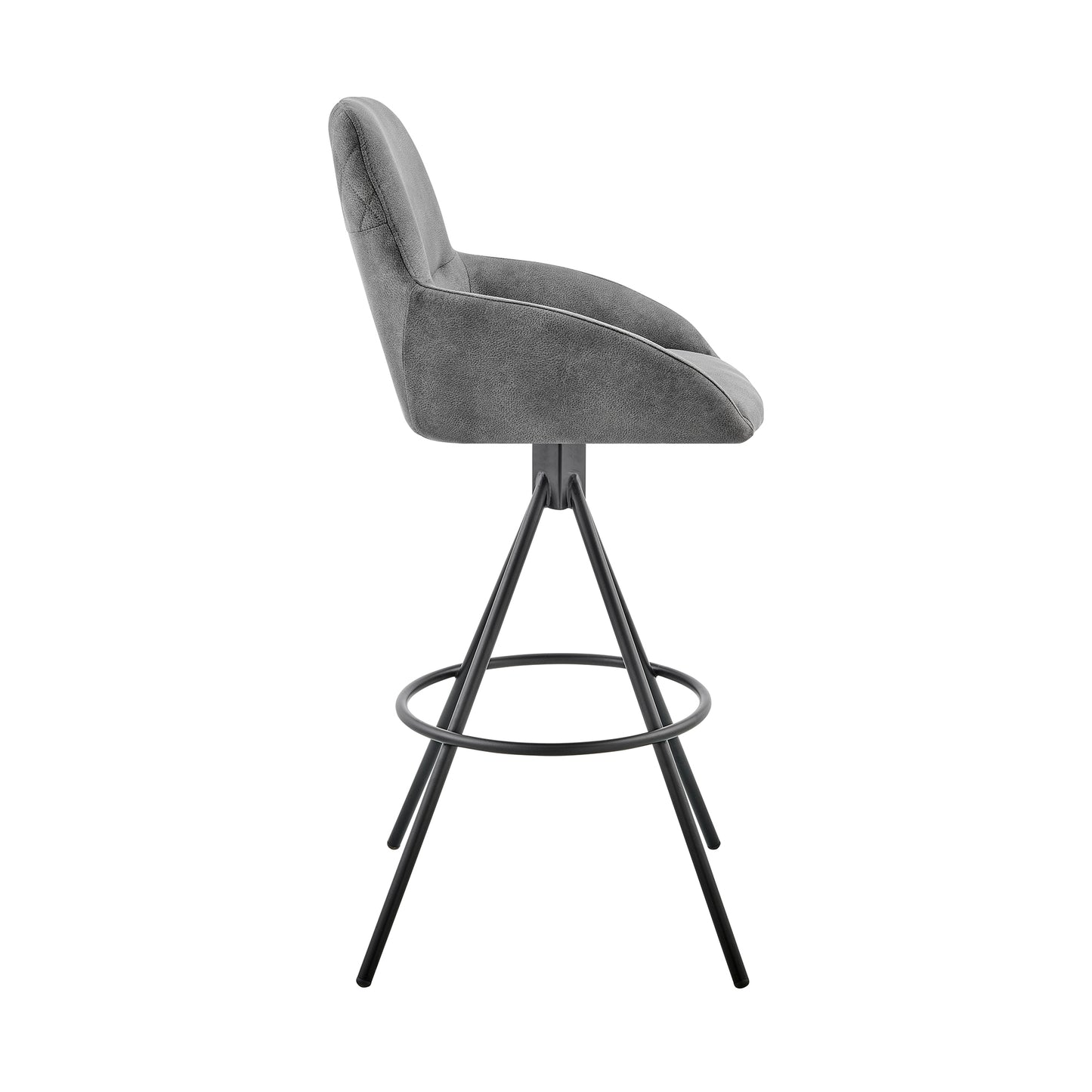Odessa Counter and Bar Height Bar Stool in Charcoal Fabric and Black Finish