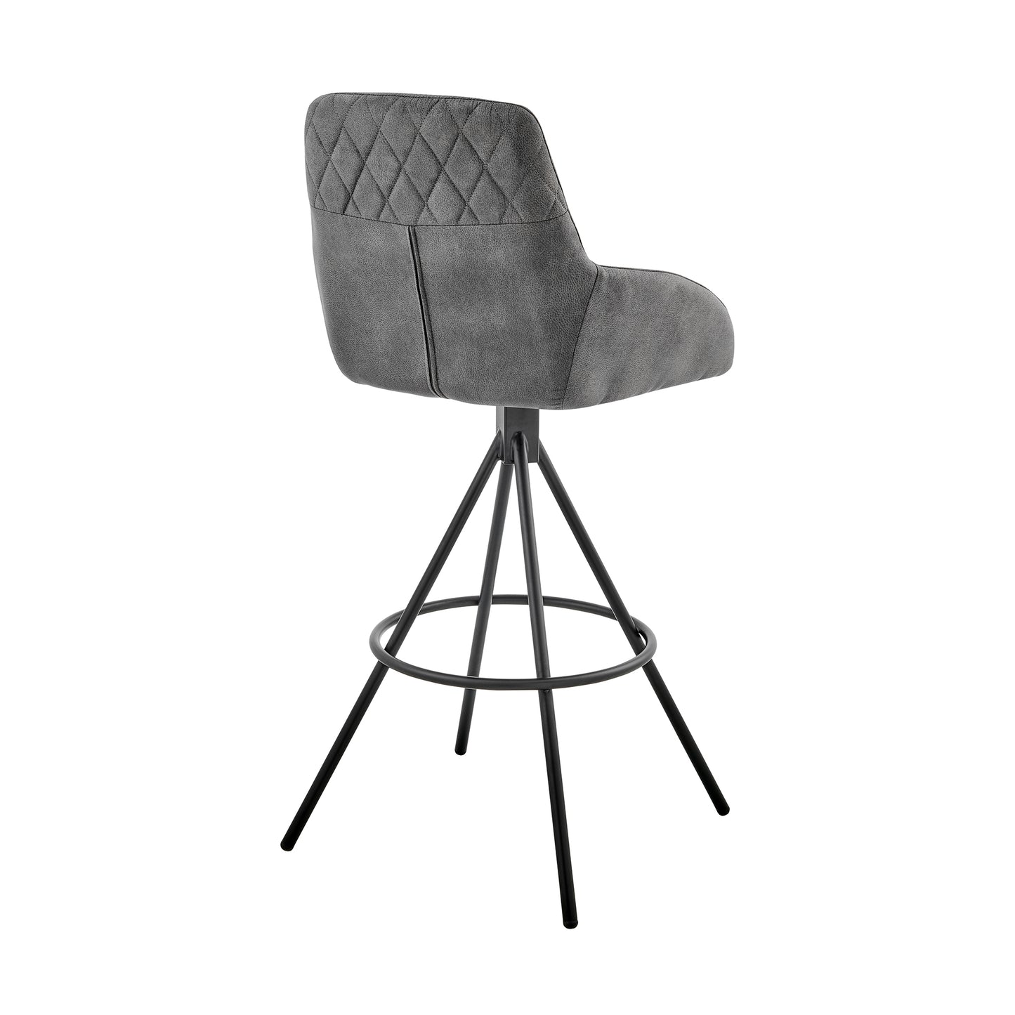 Odessa Counter and Bar Height Bar Stool in Charcoal Fabric and Black Finish