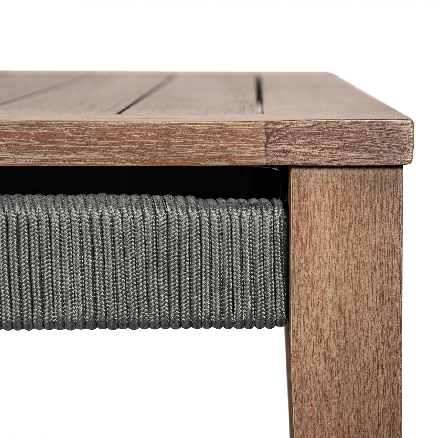 Orbit Square Outdoor Patio Coffee Table in Weathered Eucalyptus Wood