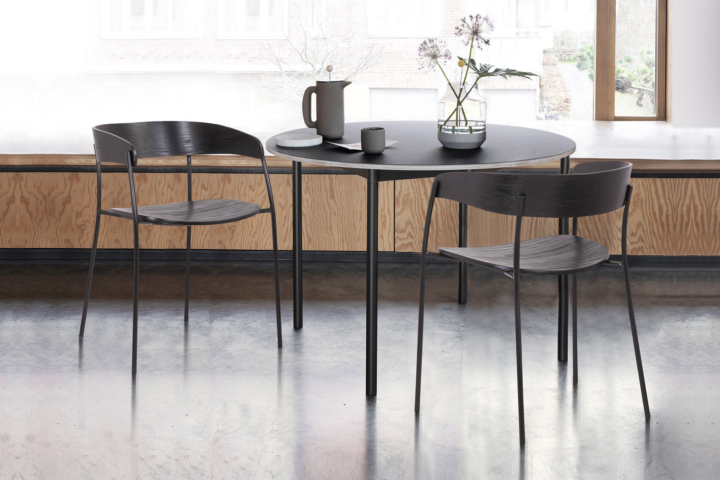 Perry Wood and Metal Modern Dining Room Chairs Set of 2