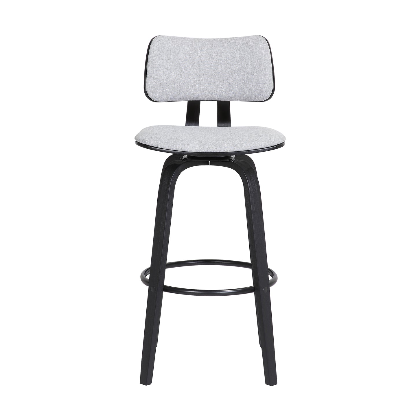 Pico 30" Swivel Wood Bar Stool in Faux Leather and Fabric with Black and Chrome Metal