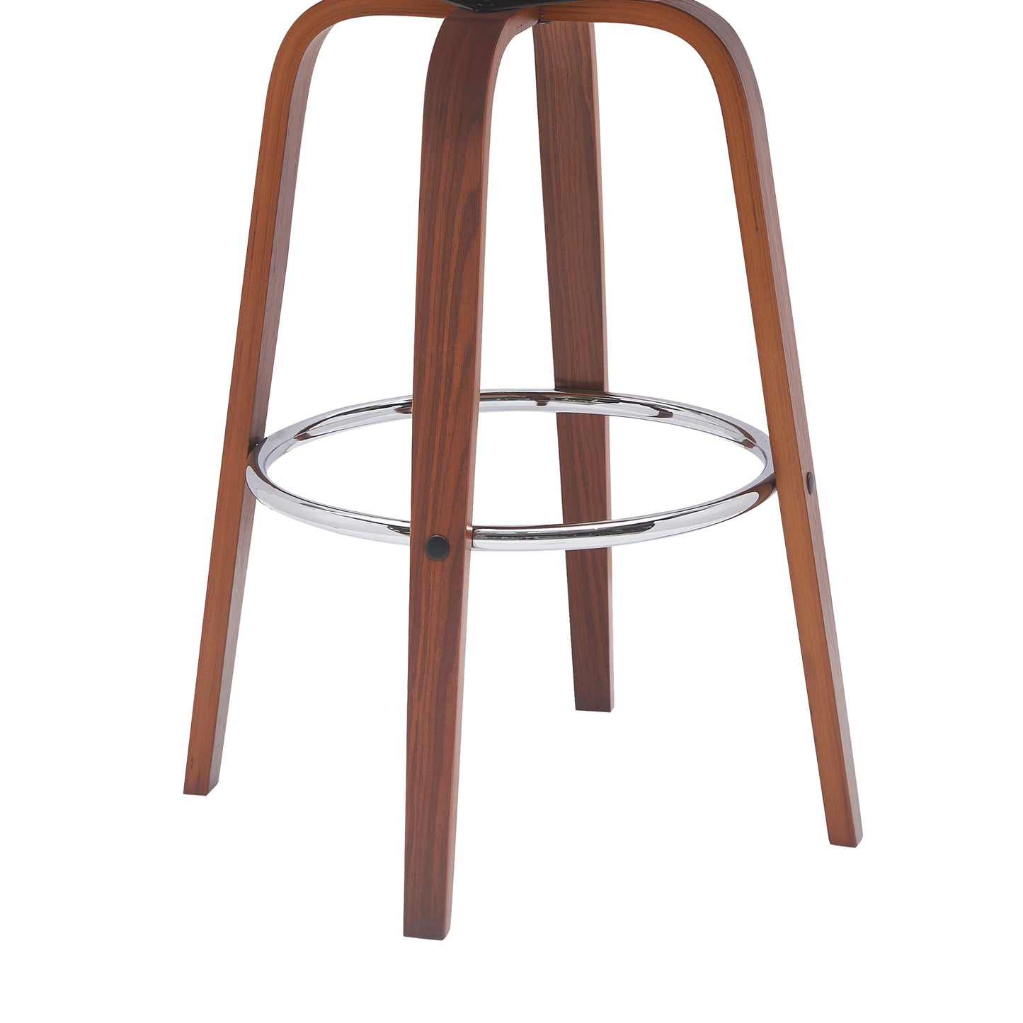 Pico 30" Swivel Wood Bar Stool in Faux Leather and Fabric with Black and Chrome Metal