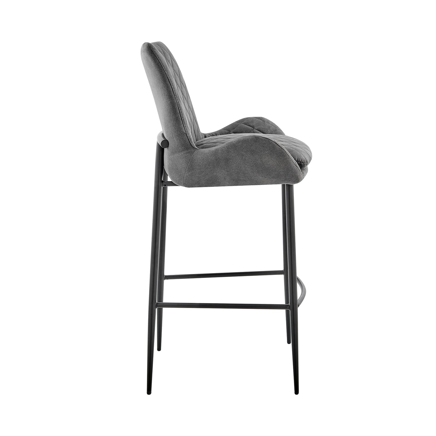 Panama Bar Height Stool in Charcoal Fabric and Black Finish