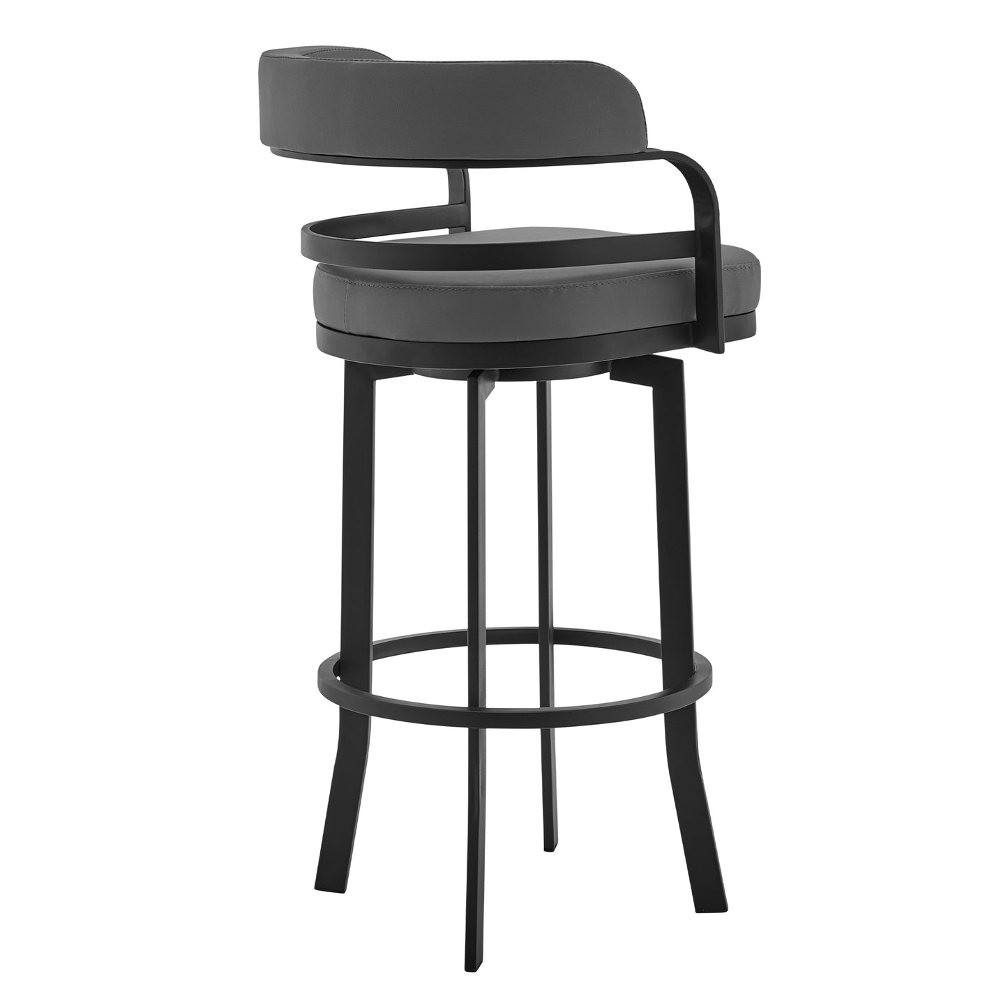 Prinz Counter and Bar Height Swivel Faux Leather Bar Stool with Brushed Stainless Steel