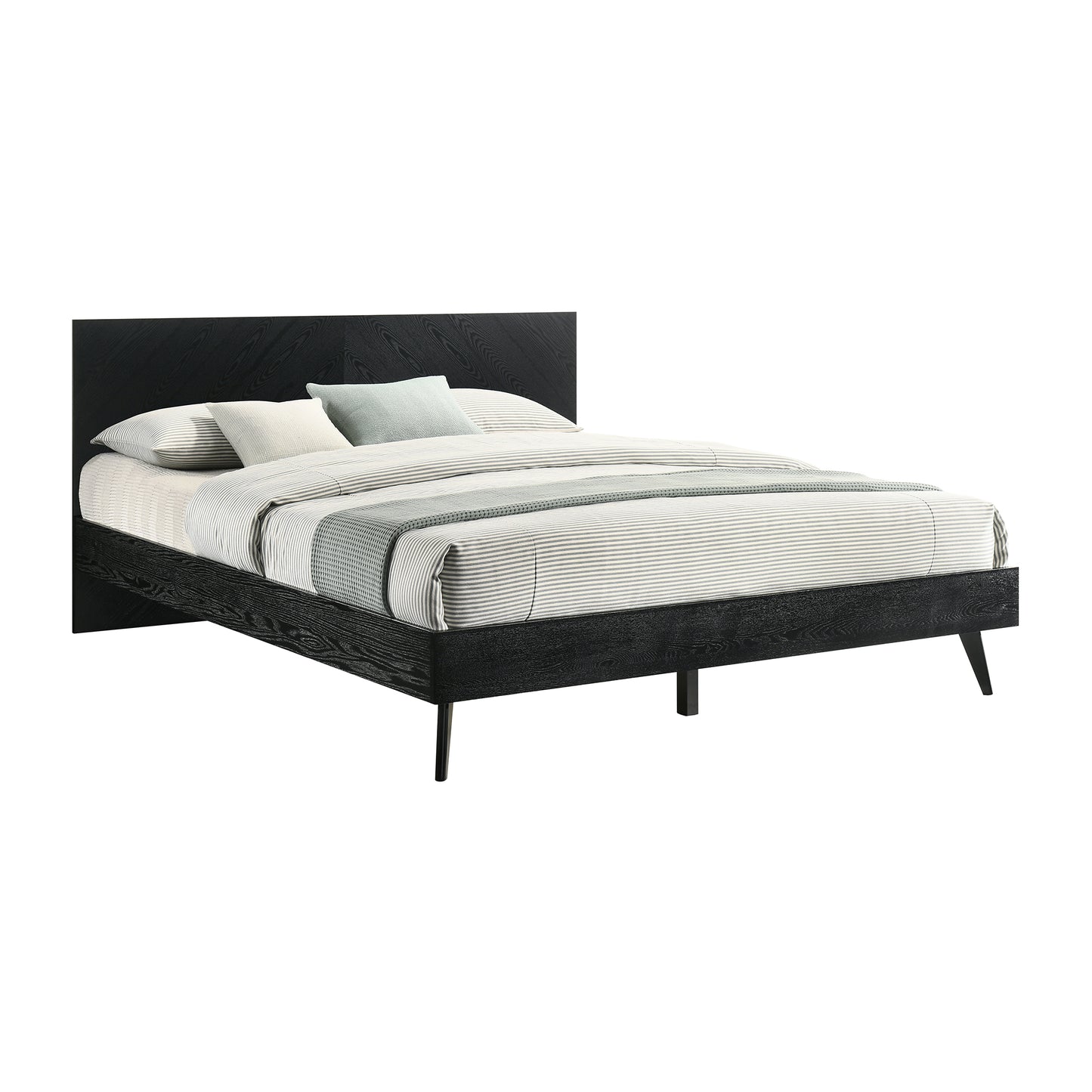 Petra Platform Wood Bed Frame in Black Finish