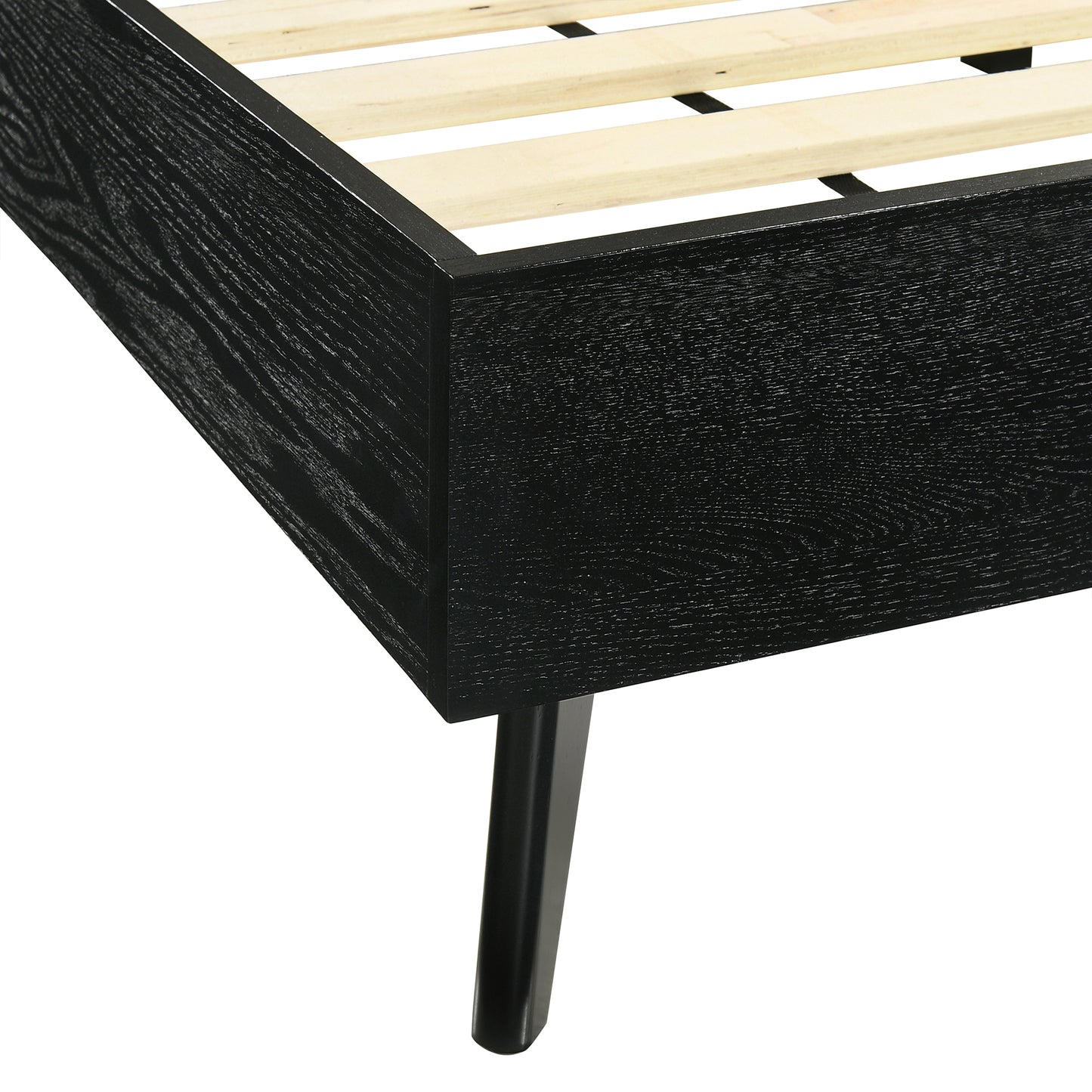 Petra King Platform Wood Bed Frame in Black Finish