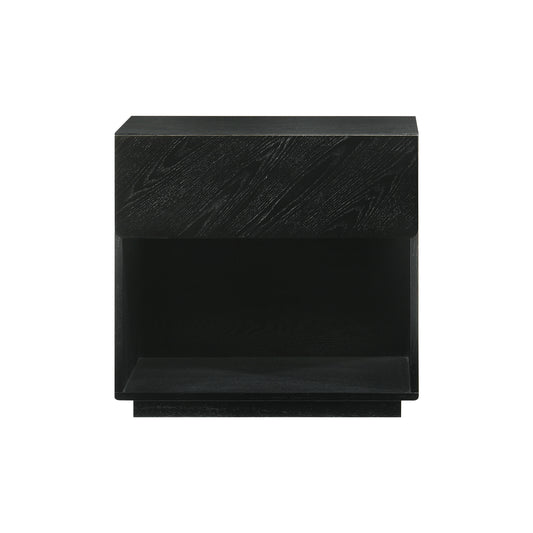 Petra 1 Drawer Wood Nightstand in Black Finish