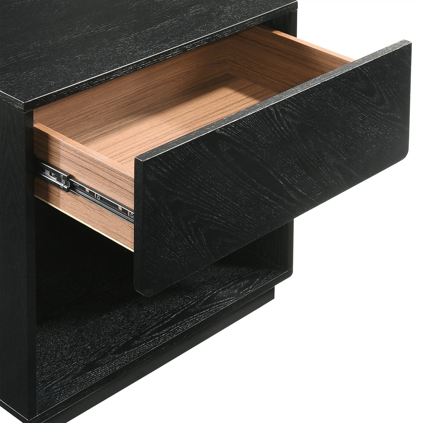 Petra 1 Drawer Wood Nightstand in Black Finish