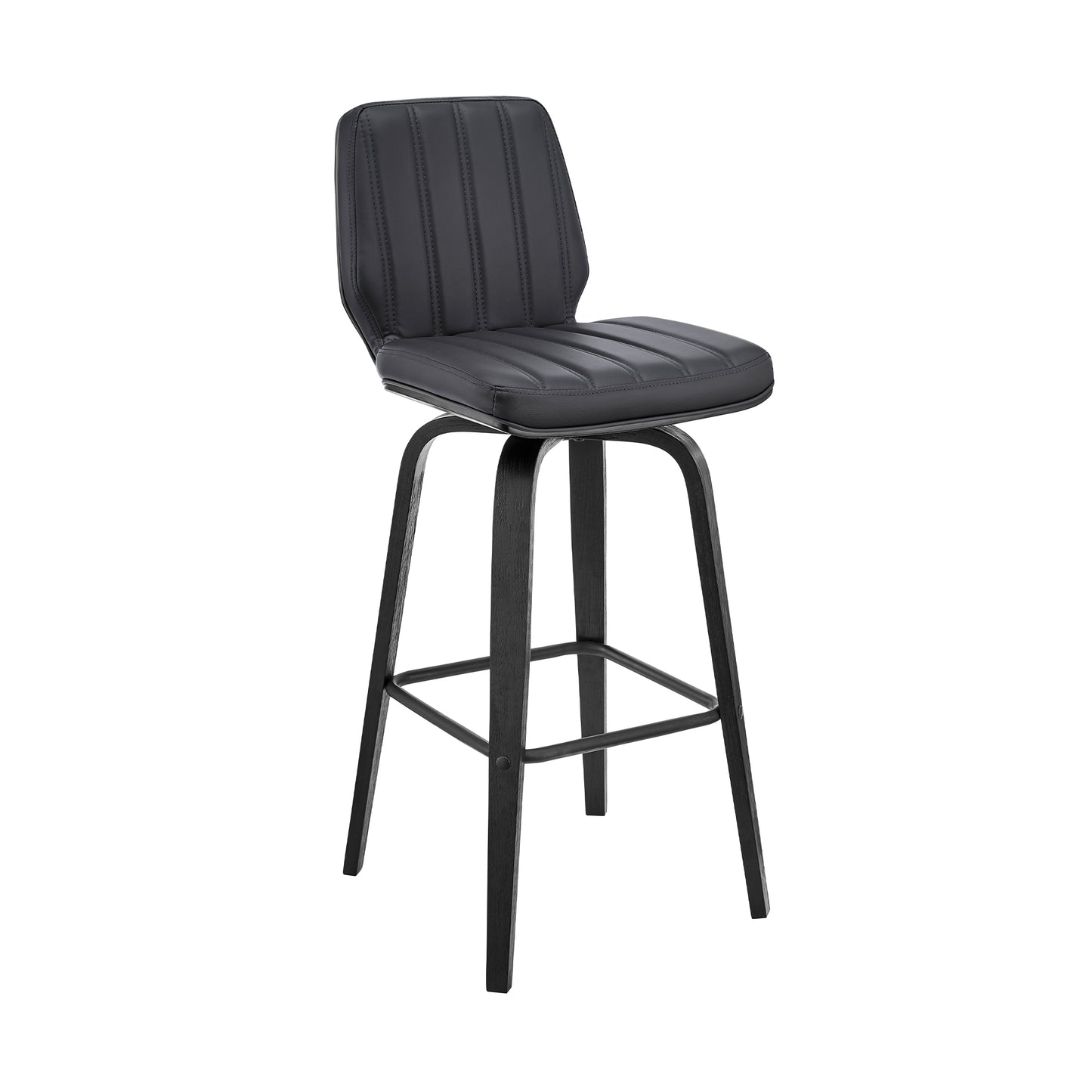 Renee Swivel Gray Faux Leather and Wood Bar Stool