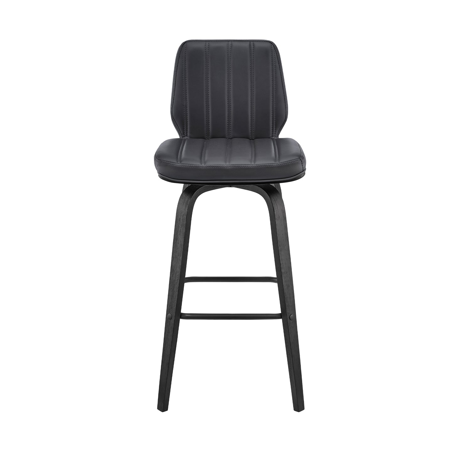 Renee Swivel Gray Faux Leather and Wood Bar Stool