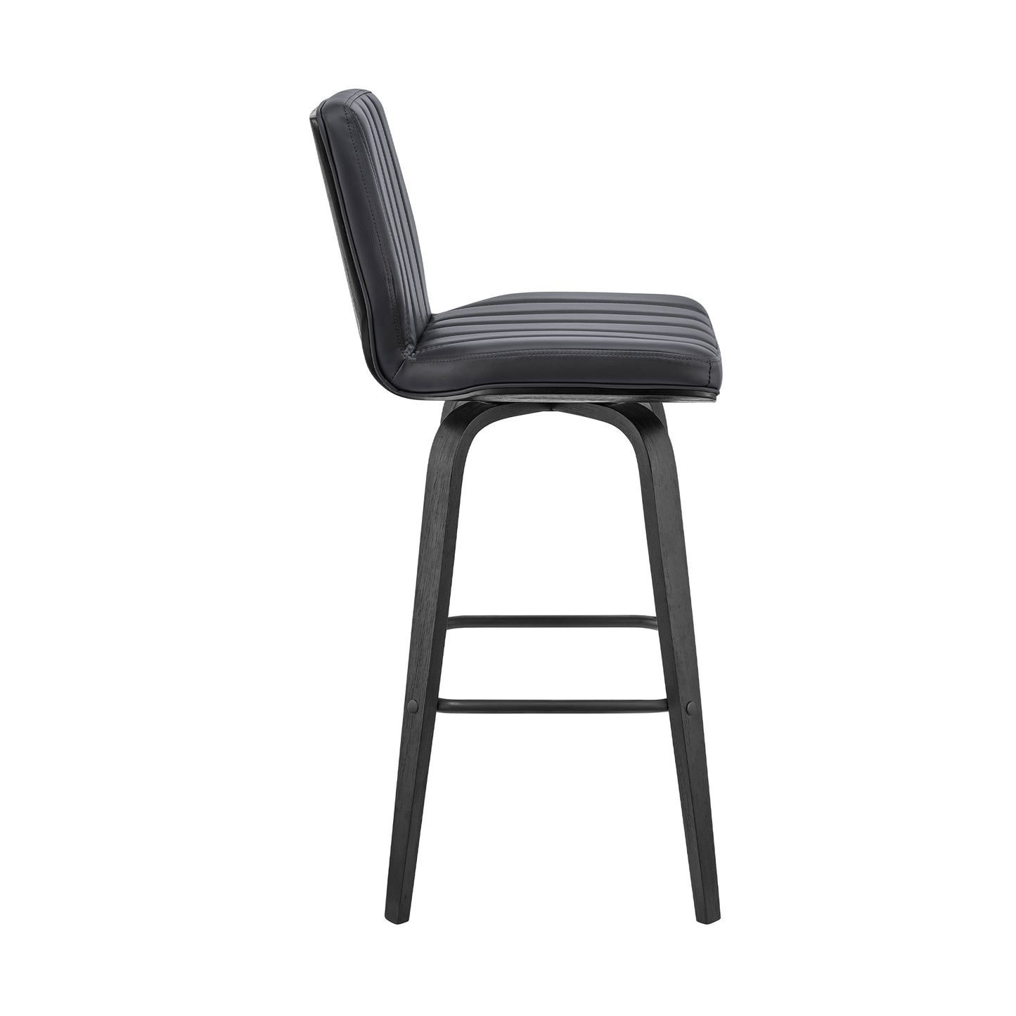 Renee Swivel Gray Faux Leather and Wood Bar Stool