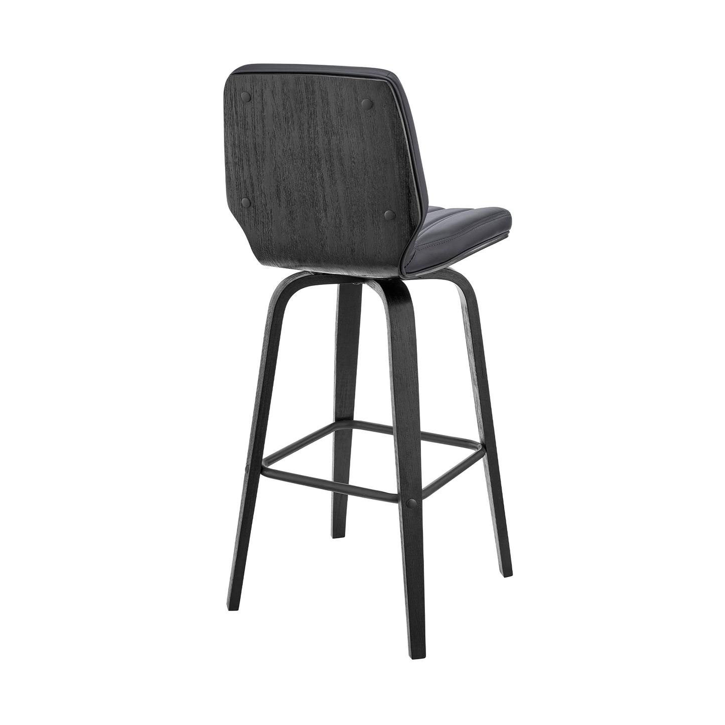 Renee Swivel Gray Faux Leather and Wood Bar Stool