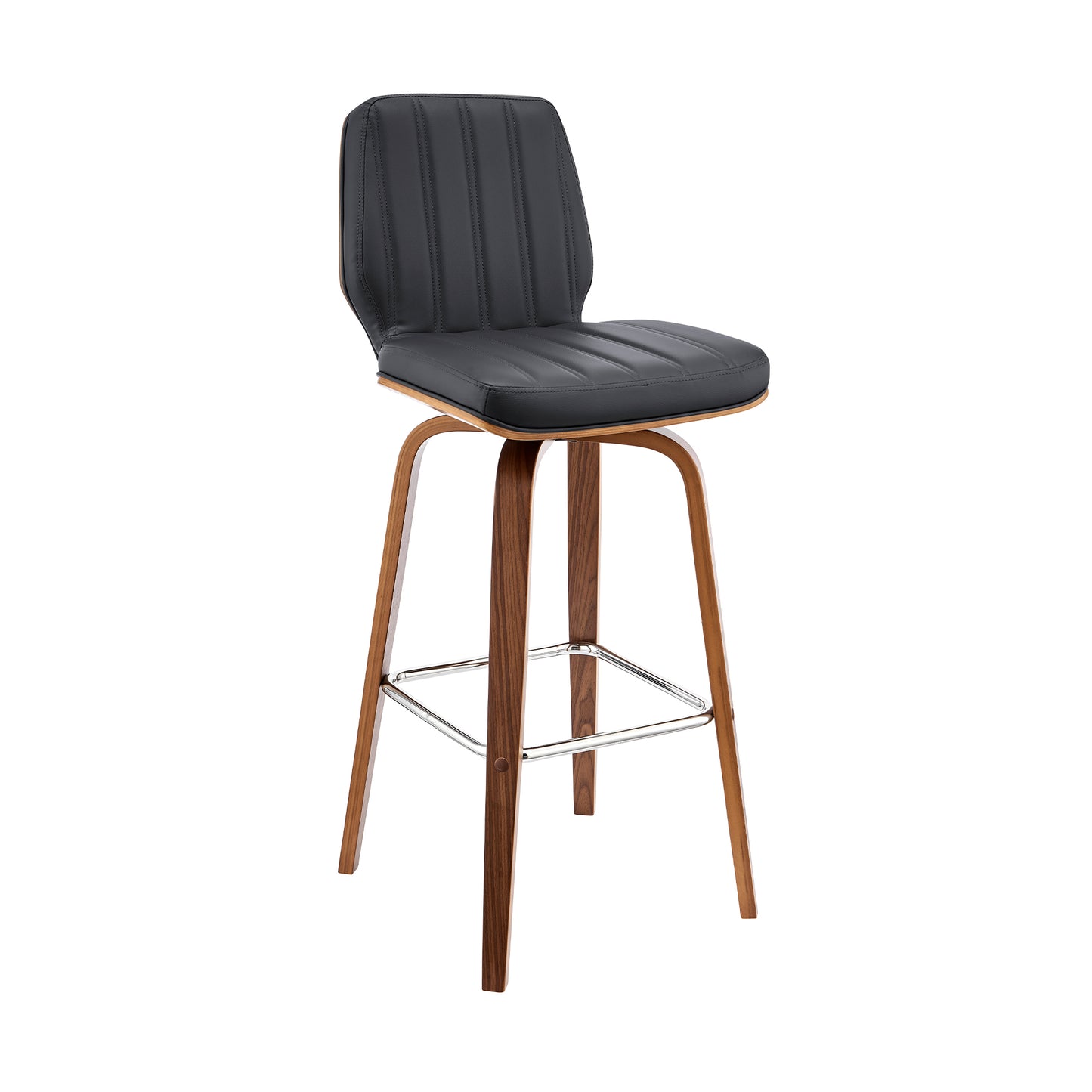 Renee Swivel Gray Faux Leather and Wood Bar Stool