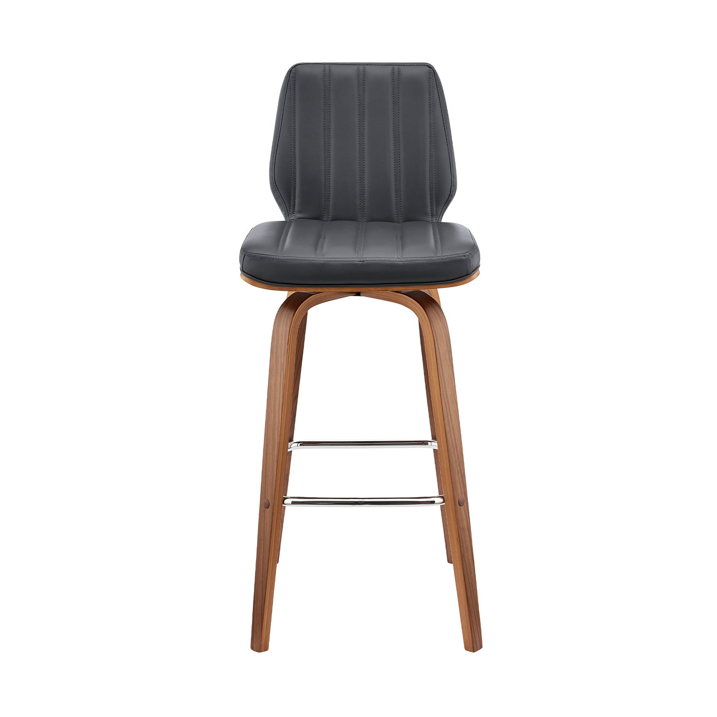 Renee Swivel Gray Faux Leather and Wood Bar Stool