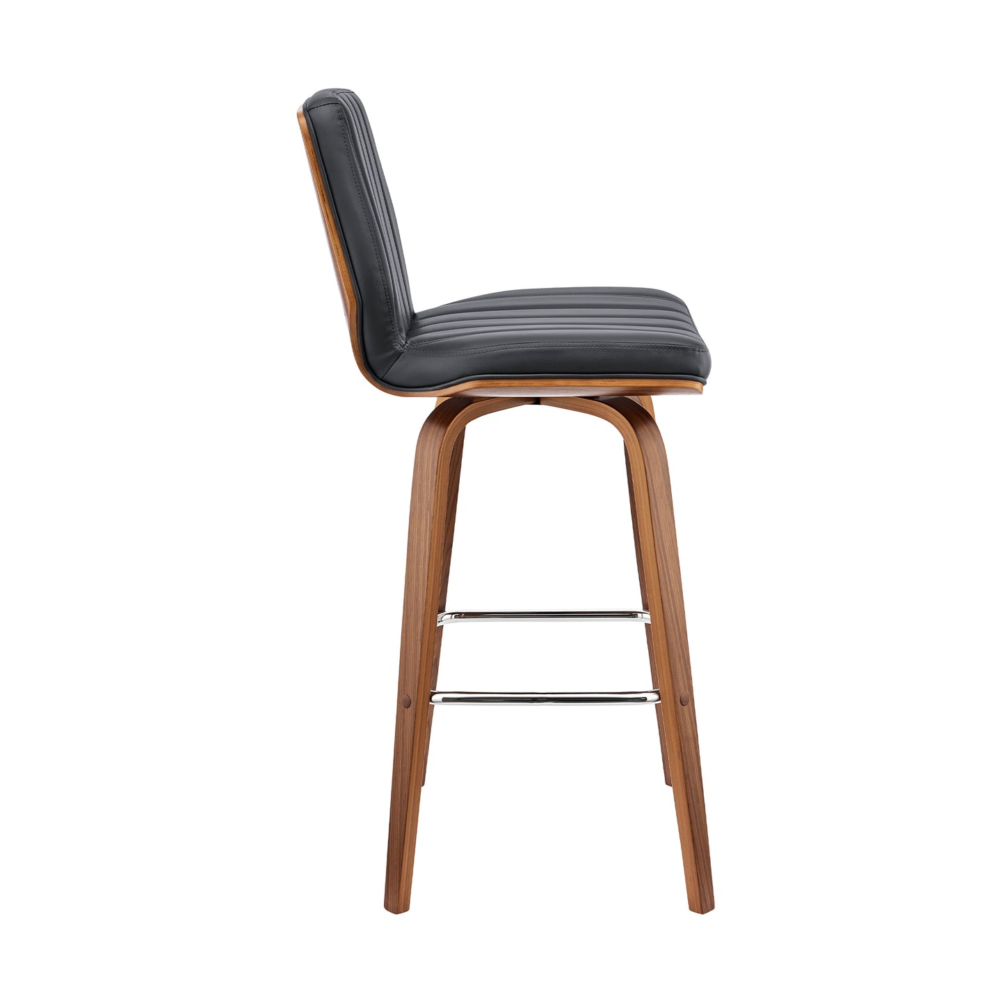 Renee Swivel Gray Faux Leather and Wood Bar Stool