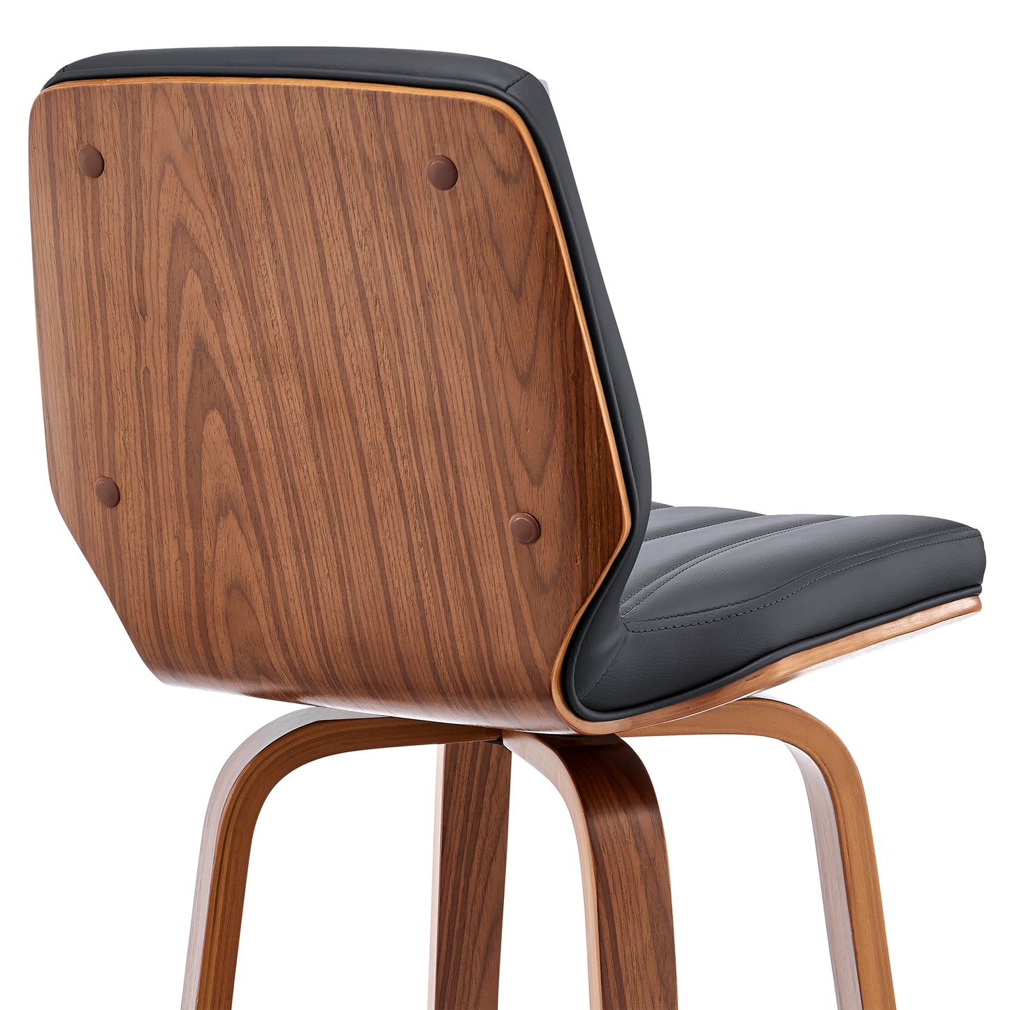 Renee Swivel Gray Faux Leather and Wood Bar Stool