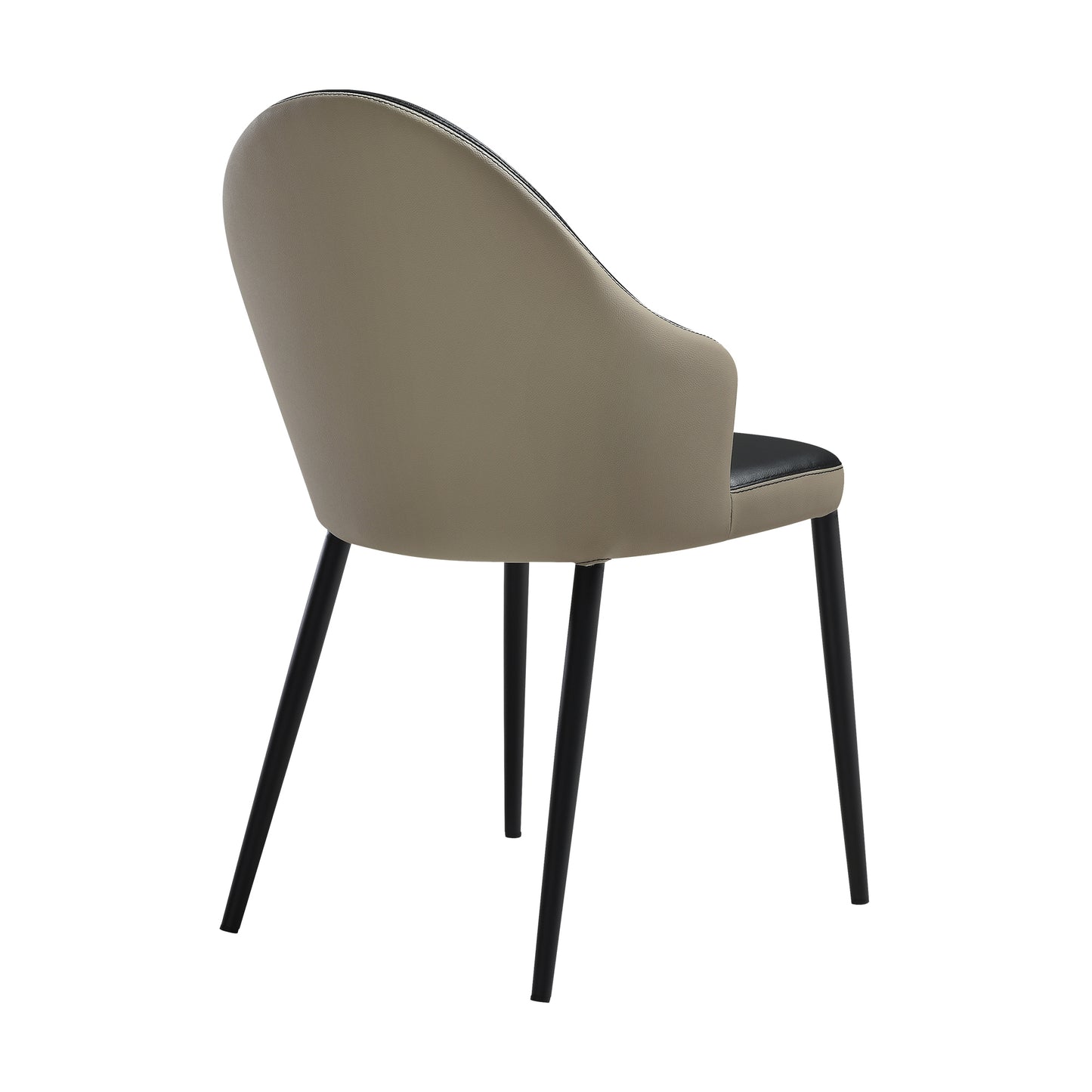 Rocco Upholstered Dining Chair in Taupe Gray and Black Faux Leather with Black Metal Legs - Set of 2