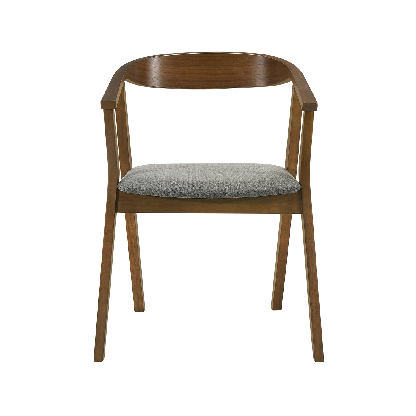 Santana Wood Dining Chair in Walnut Finish with Charcoal Fabric - Set of 2