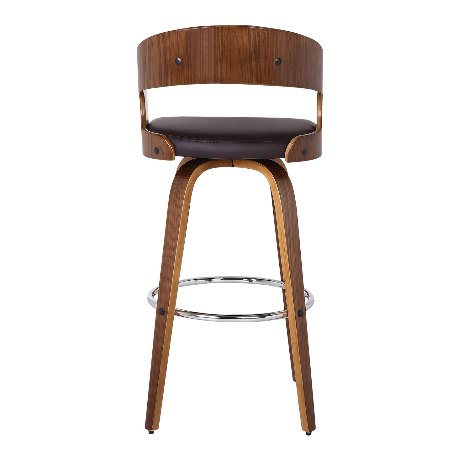 Shelly Swivel Counter and Bar Height Faux Leather and Wood Bar Stool