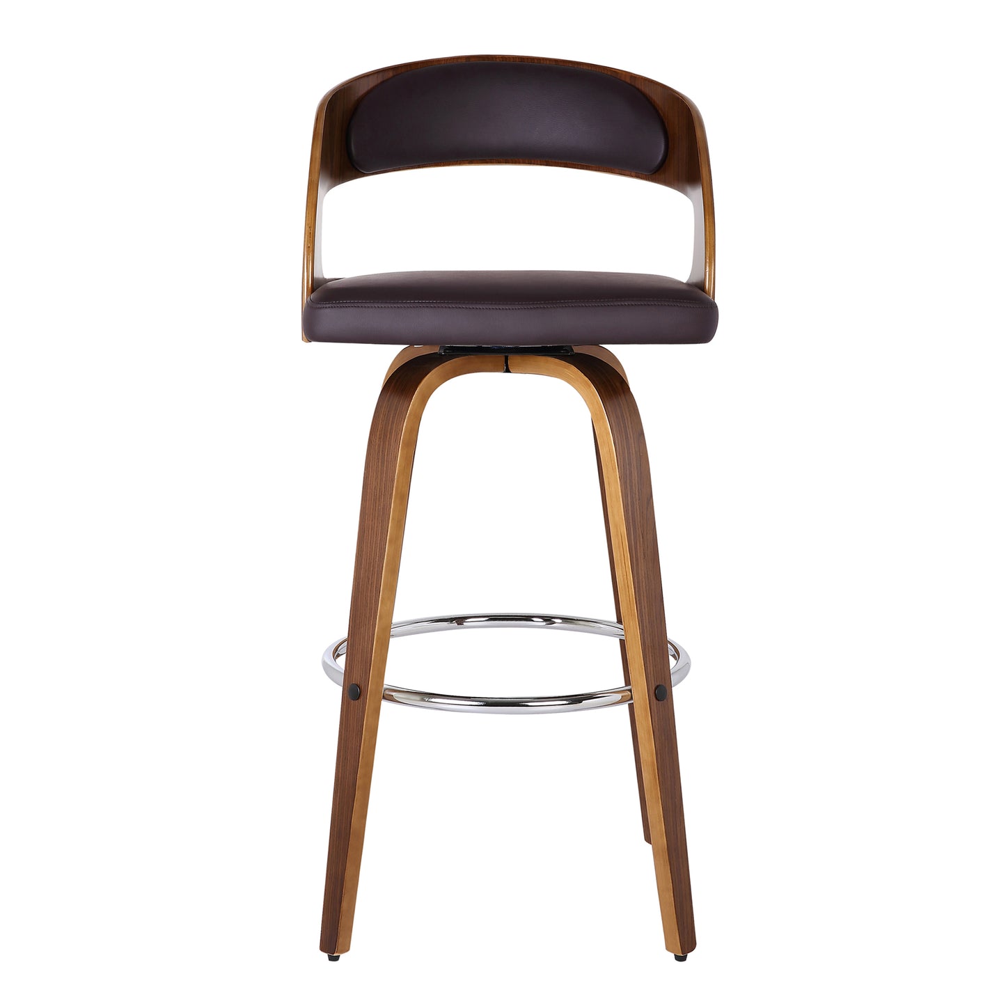 Shelly Swivel Counter and Bar Height Faux Leather and Wood Bar Stool