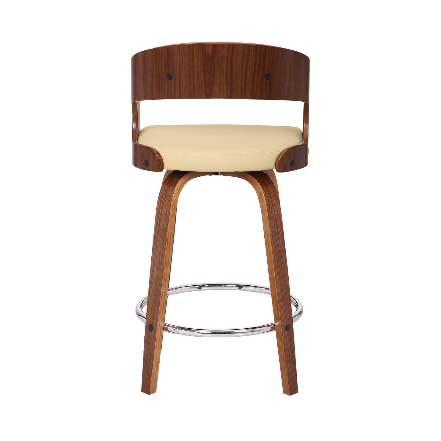 Shelly Swivel Counter and Bar Height Faux Leather and Wood Bar Stool