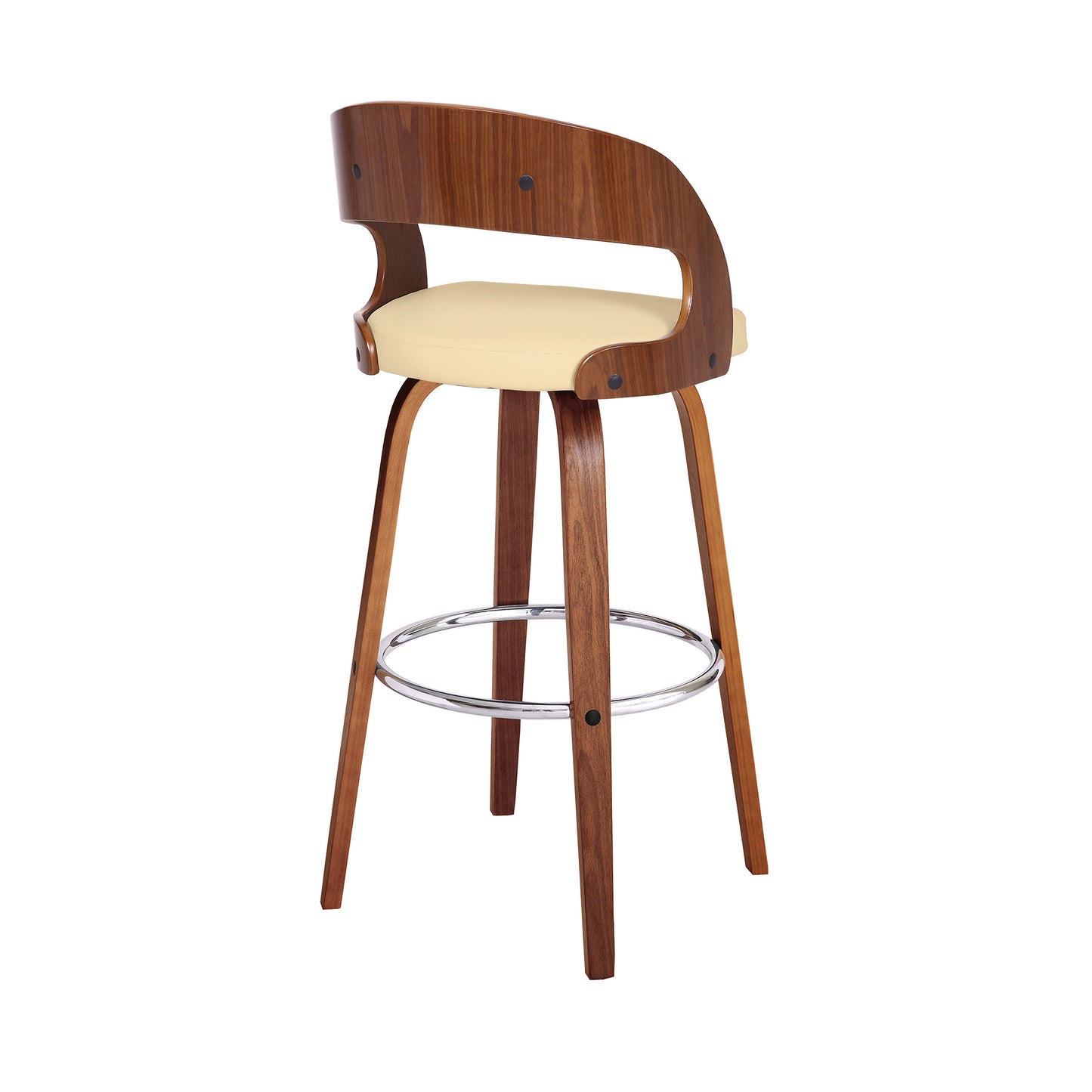 Shelly Swivel Counter and Bar Height Faux Leather and Wood Bar Stool