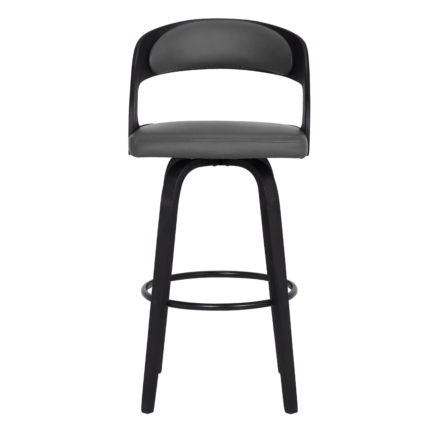 Shelly Swivel Counter and Bar Height Faux Leather and Wood Bar Stool