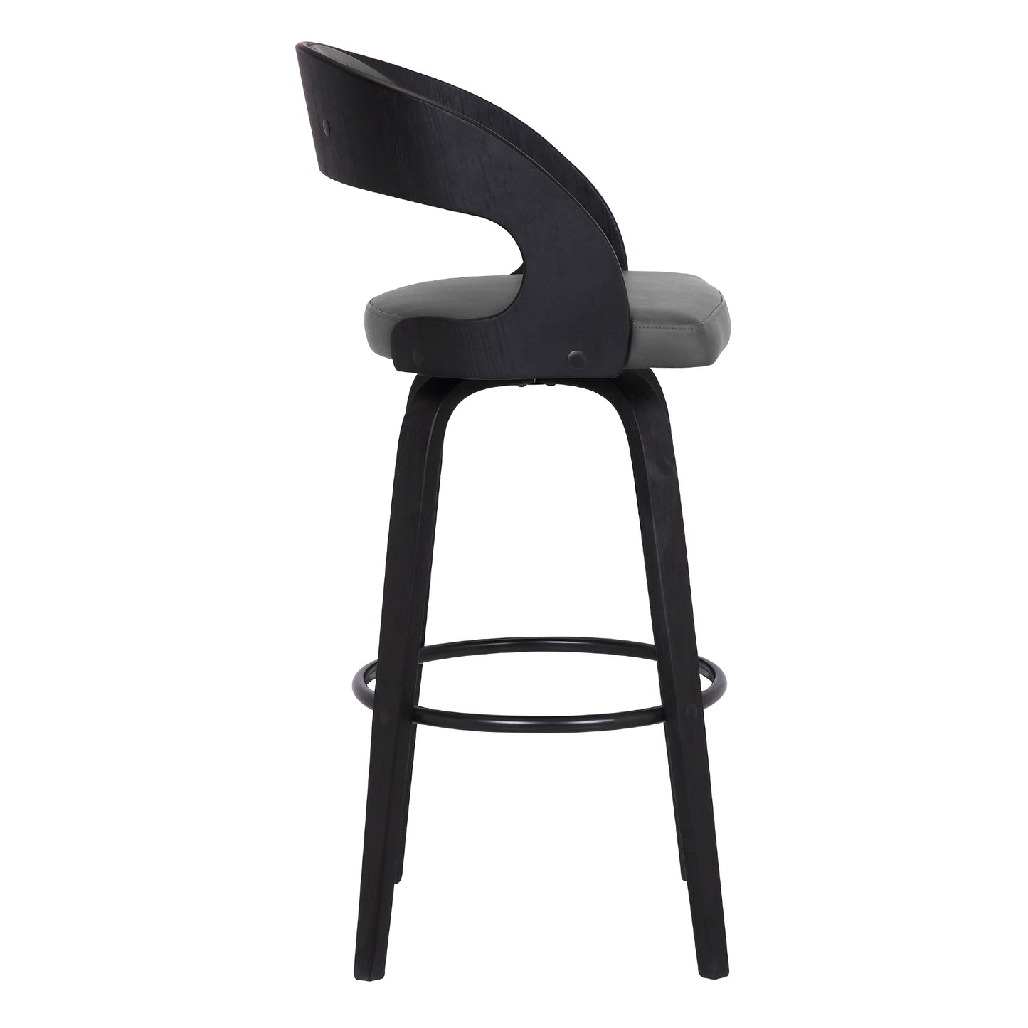 Shelly Swivel Counter and Bar Height Faux Leather and Wood Bar Stool