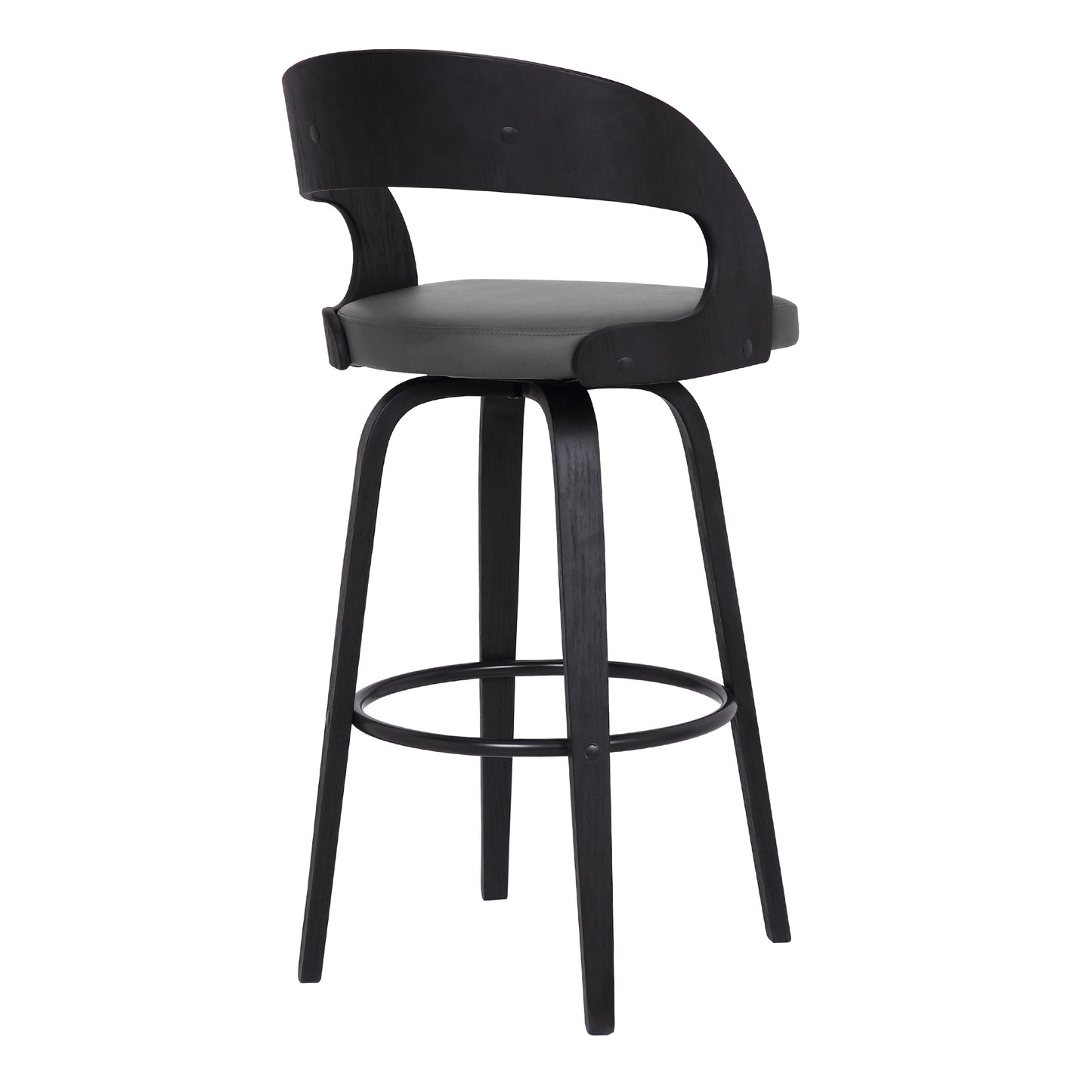 Shelly Swivel Counter and Bar Height Faux Leather and Wood Bar Stool