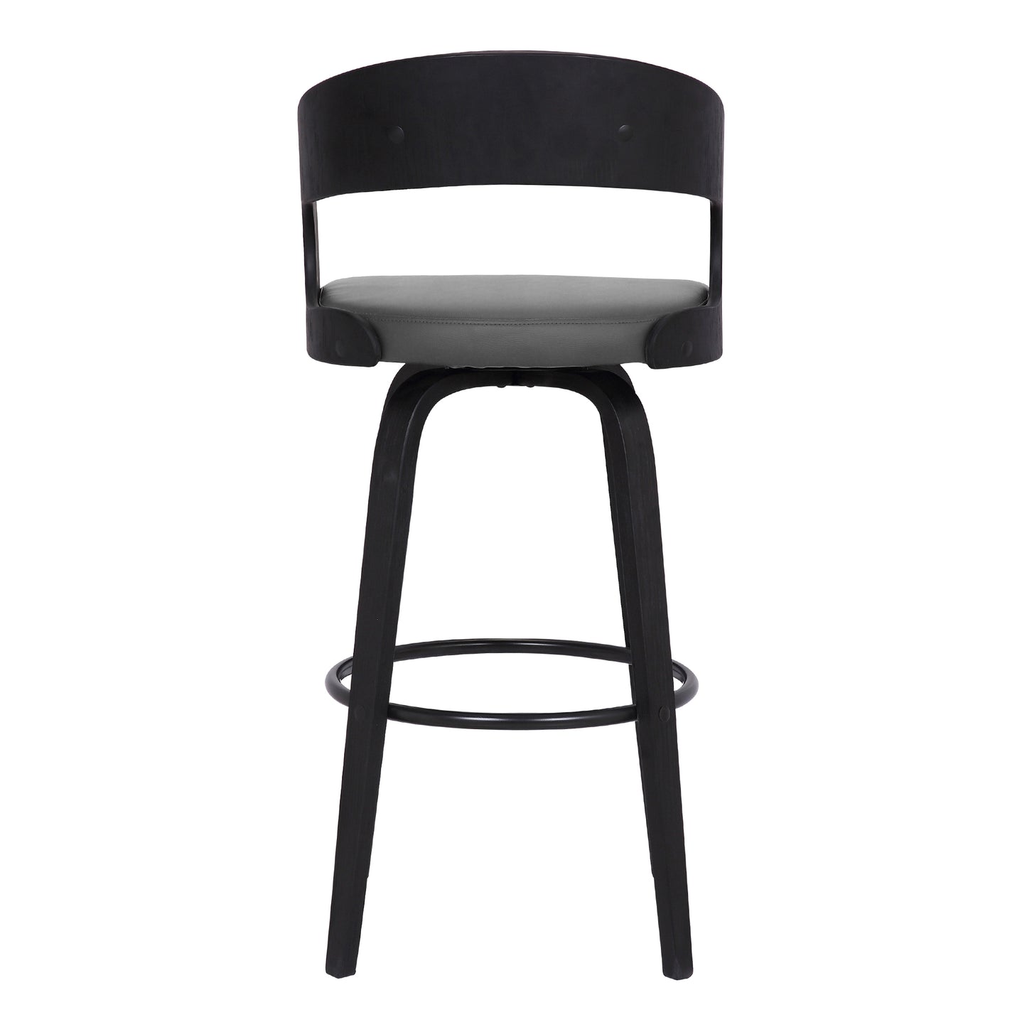 Shelly Swivel Counter and Bar Height Faux Leather and Wood Bar Stool