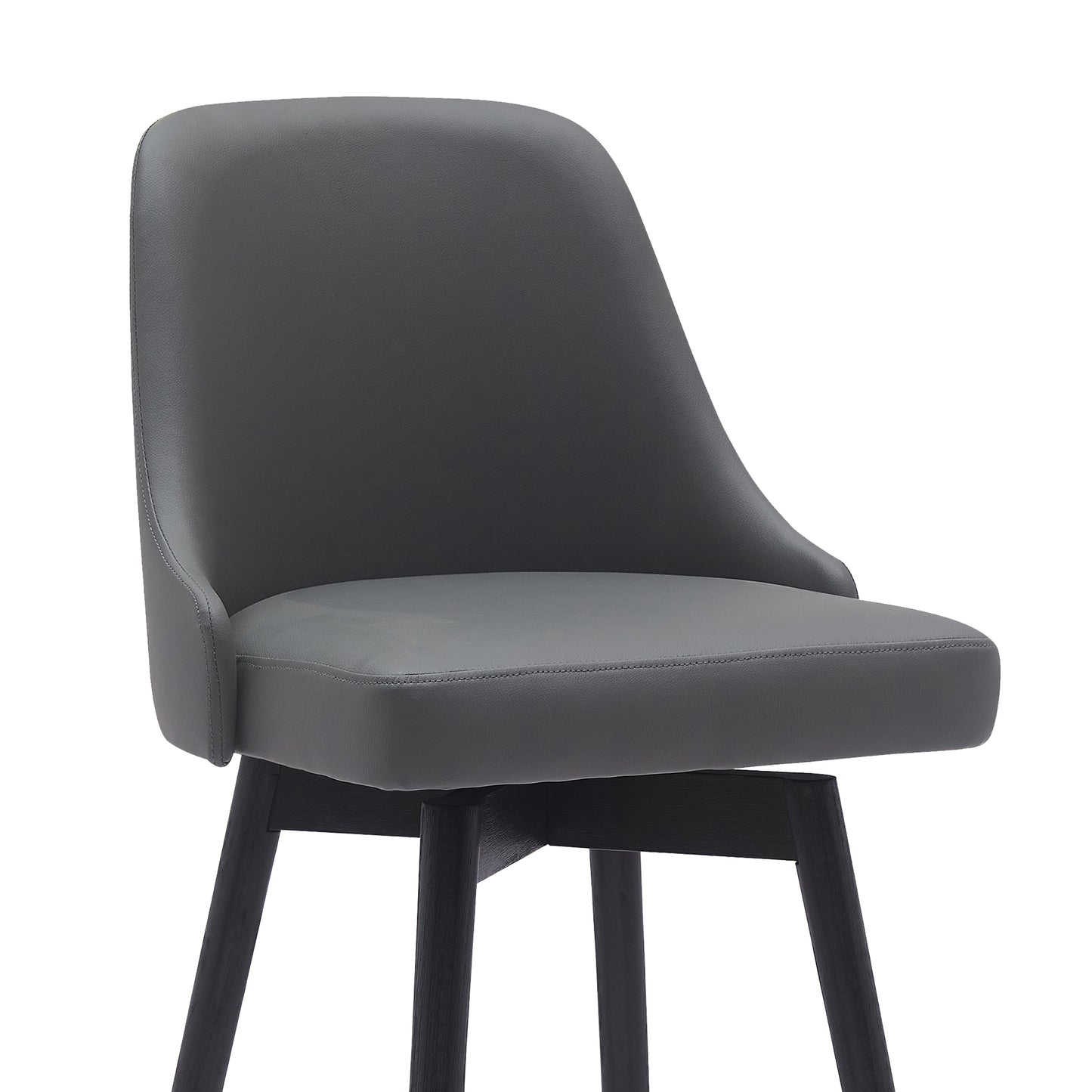 Sicily 26" Swivel Black Wood Counter Stool in Gray Faux Leather