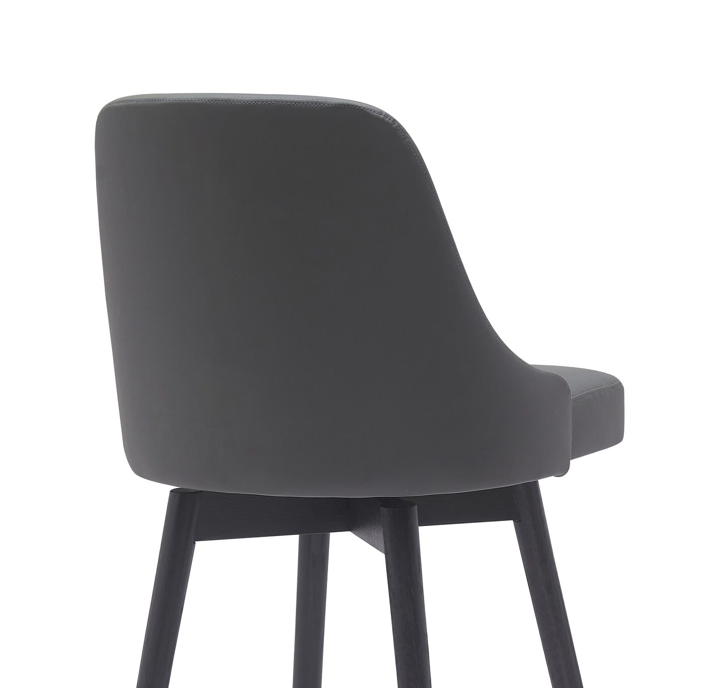 Sicily 30" Swivel Wood Bar Stool in Faux Leather and Fabric