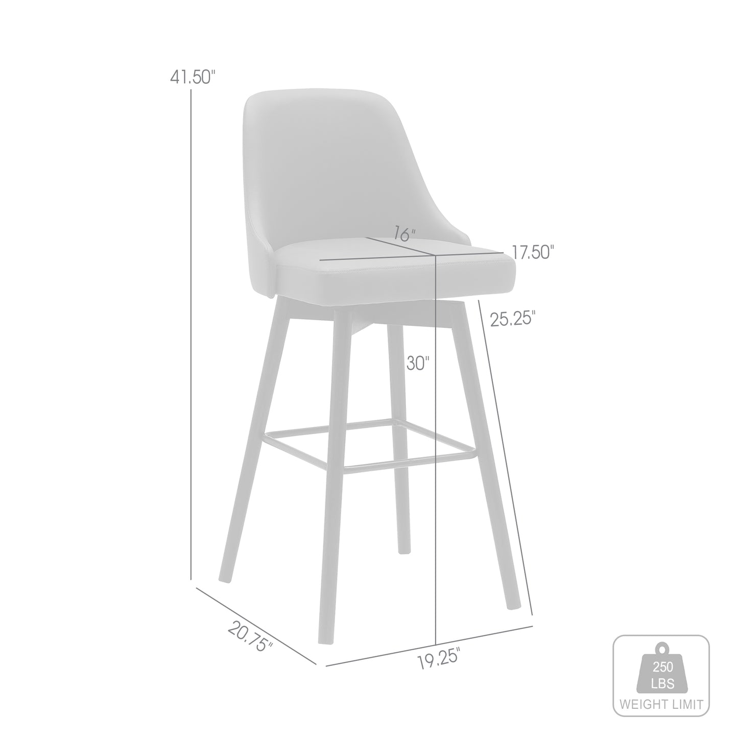Sicily 30" Swivel Wood Bar Stool in Faux Leather and Fabric