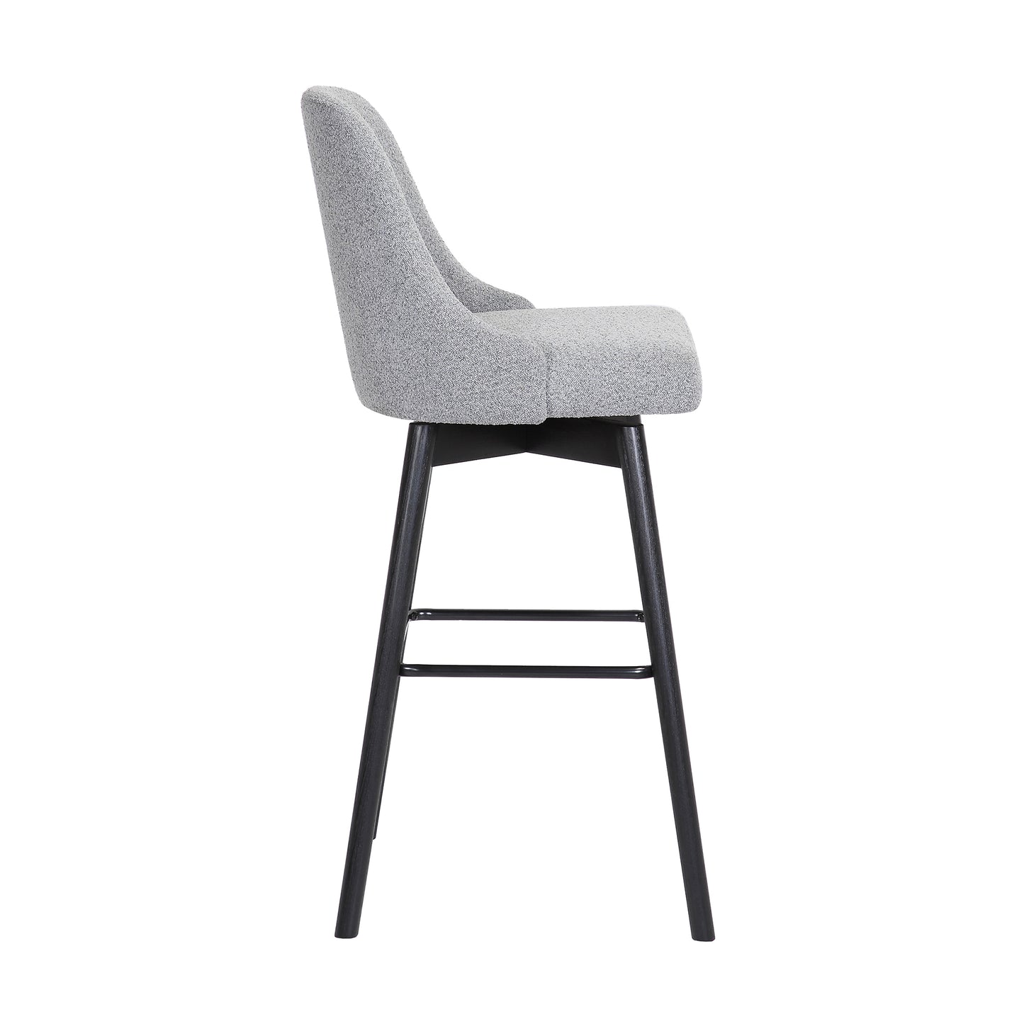 Sicily 30" Swivel Wood Bar Stool in Faux Leather and Fabric