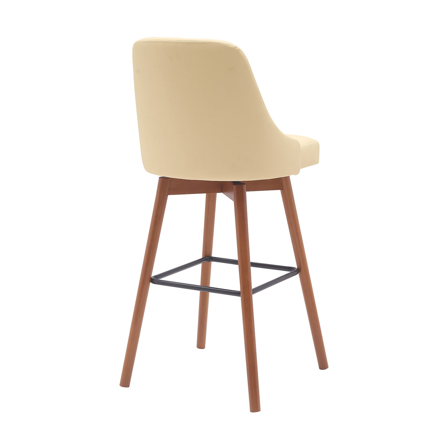 Sicily 30" Swivel Wood Bar Stool in Faux Leather and Fabric