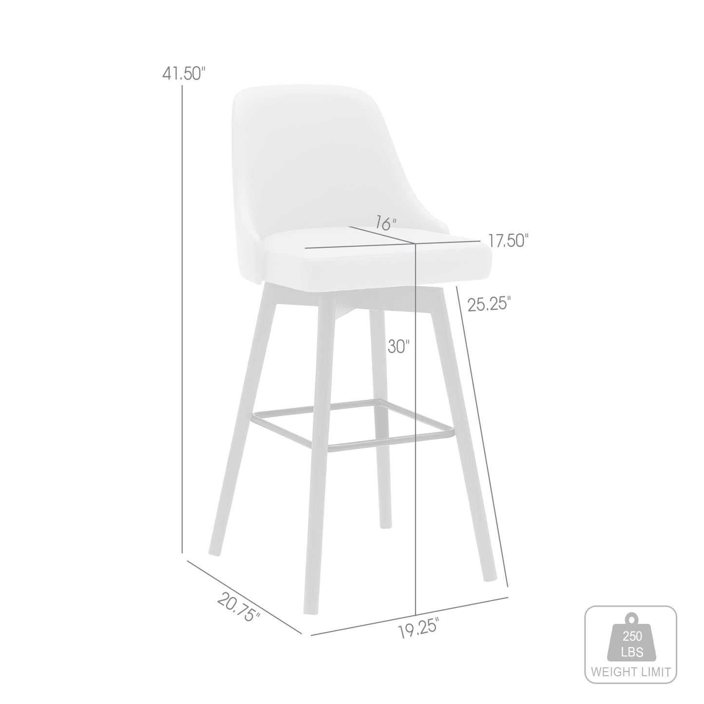 Sicily 30" Swivel Wood Bar Stool in Faux Leather and Fabric