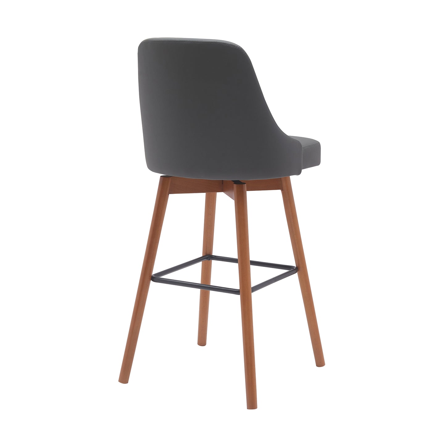Sicily 30" Swivel Wood Bar Stool in Faux Leather and Fabric