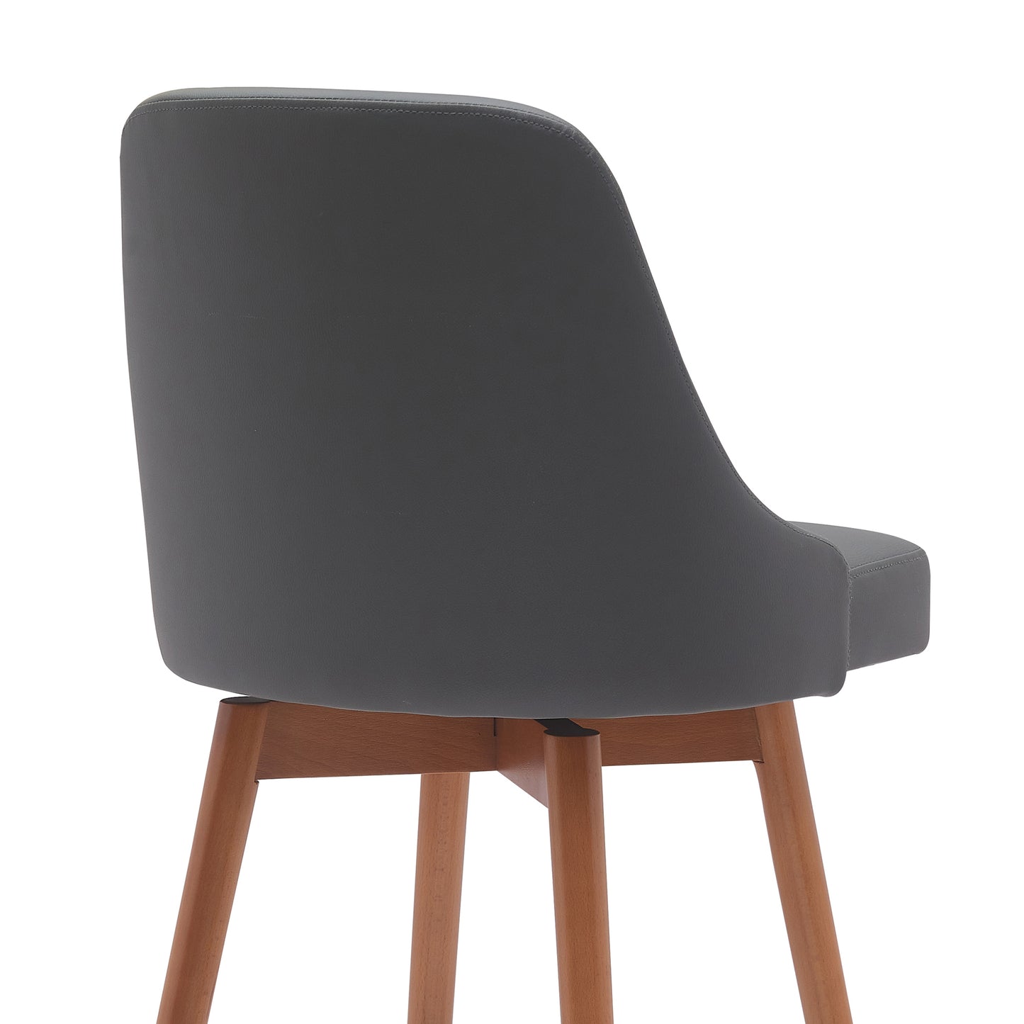 Sicily 30" Swivel Wood Bar Stool in Faux Leather and Fabric