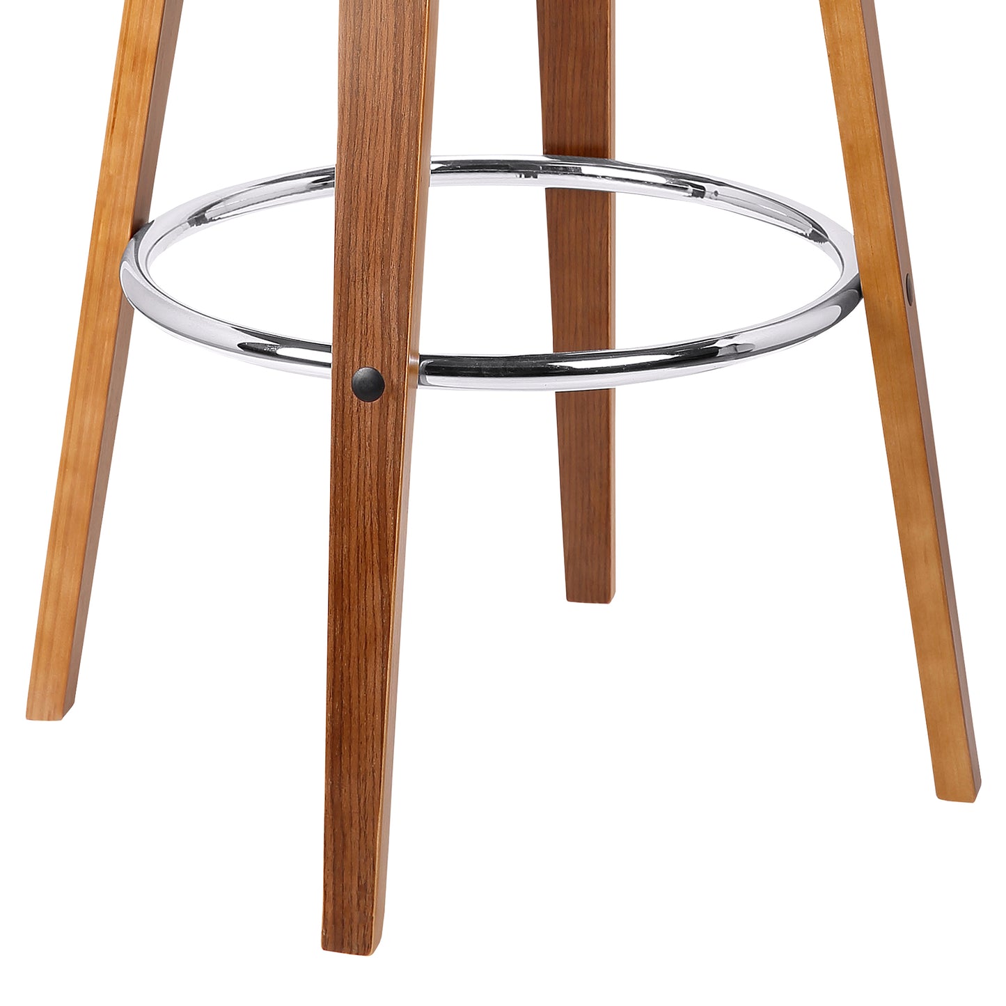Solvang 26" Swivel Brown Faux Leather and Walnut Wood Counter Stool