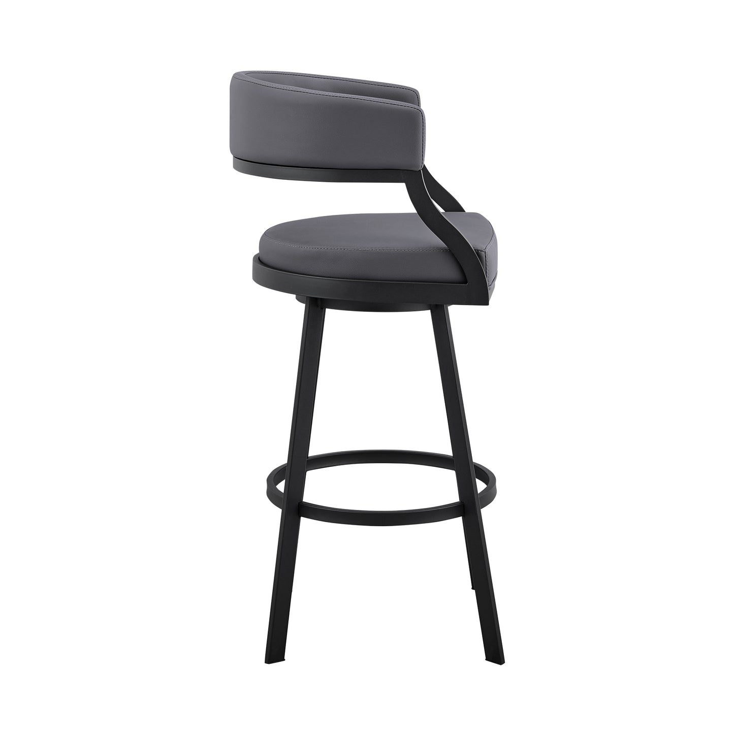 Saturn Swivel Faux Leather and Brushed Stainless Steel Bar Stool