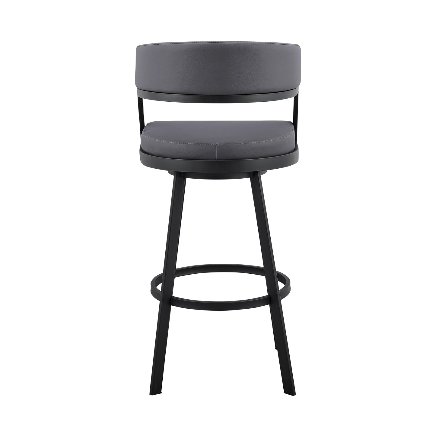 Saturn Swivel Faux Leather and Brushed Stainless Steel Bar Stool