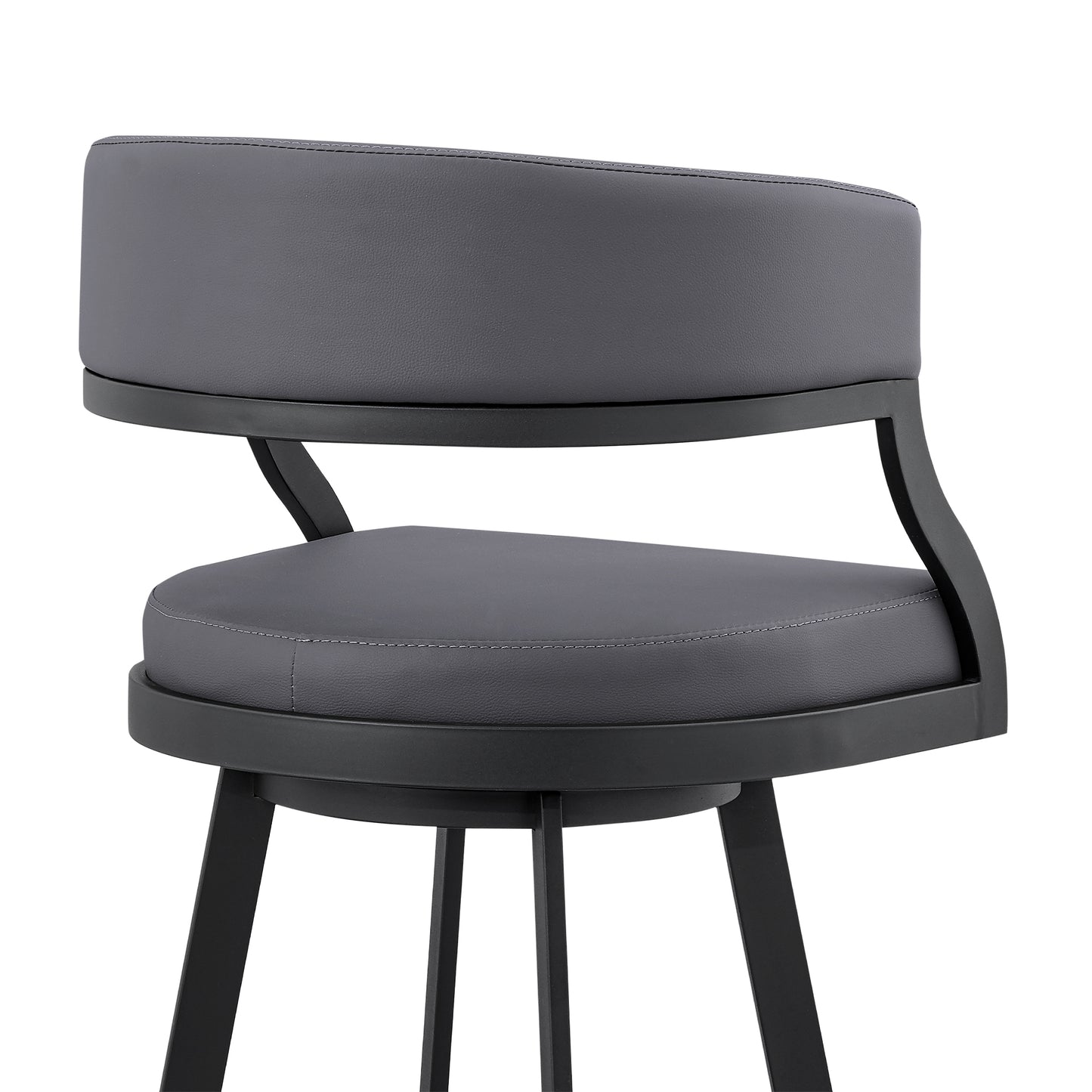 Saturn Swivel Faux Leather and Brushed Stainless Steel Bar Stool
