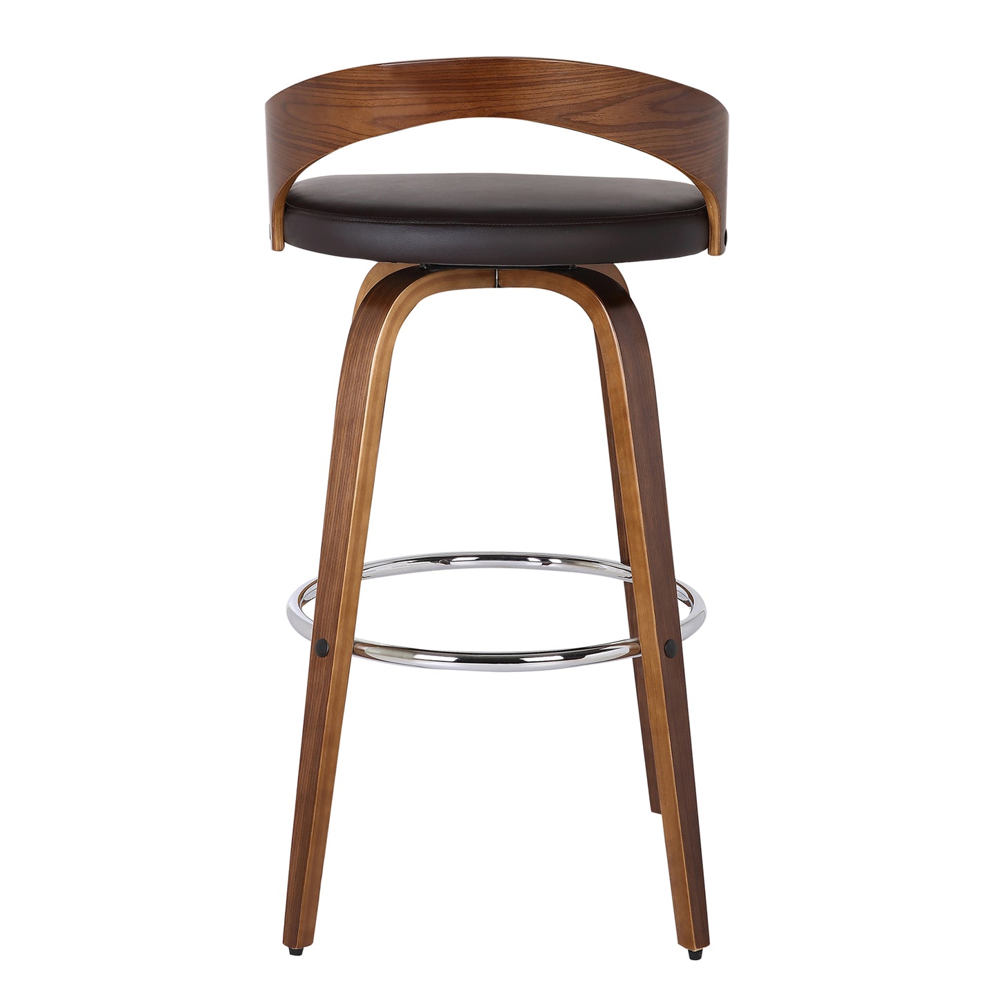 Sonia Swivel Faux Leather and Wood Bar Stool in Counter and Bar Height