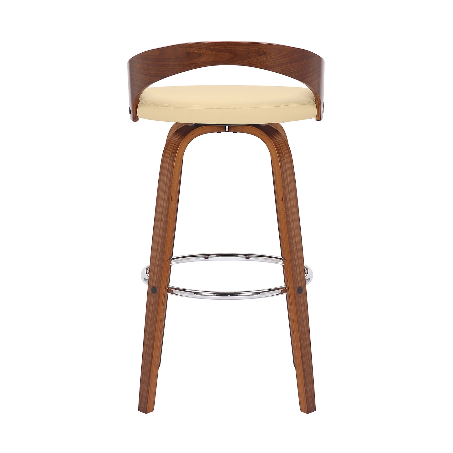 Sonia Swivel Faux Leather and Wood Bar Stool in Counter and Bar Height