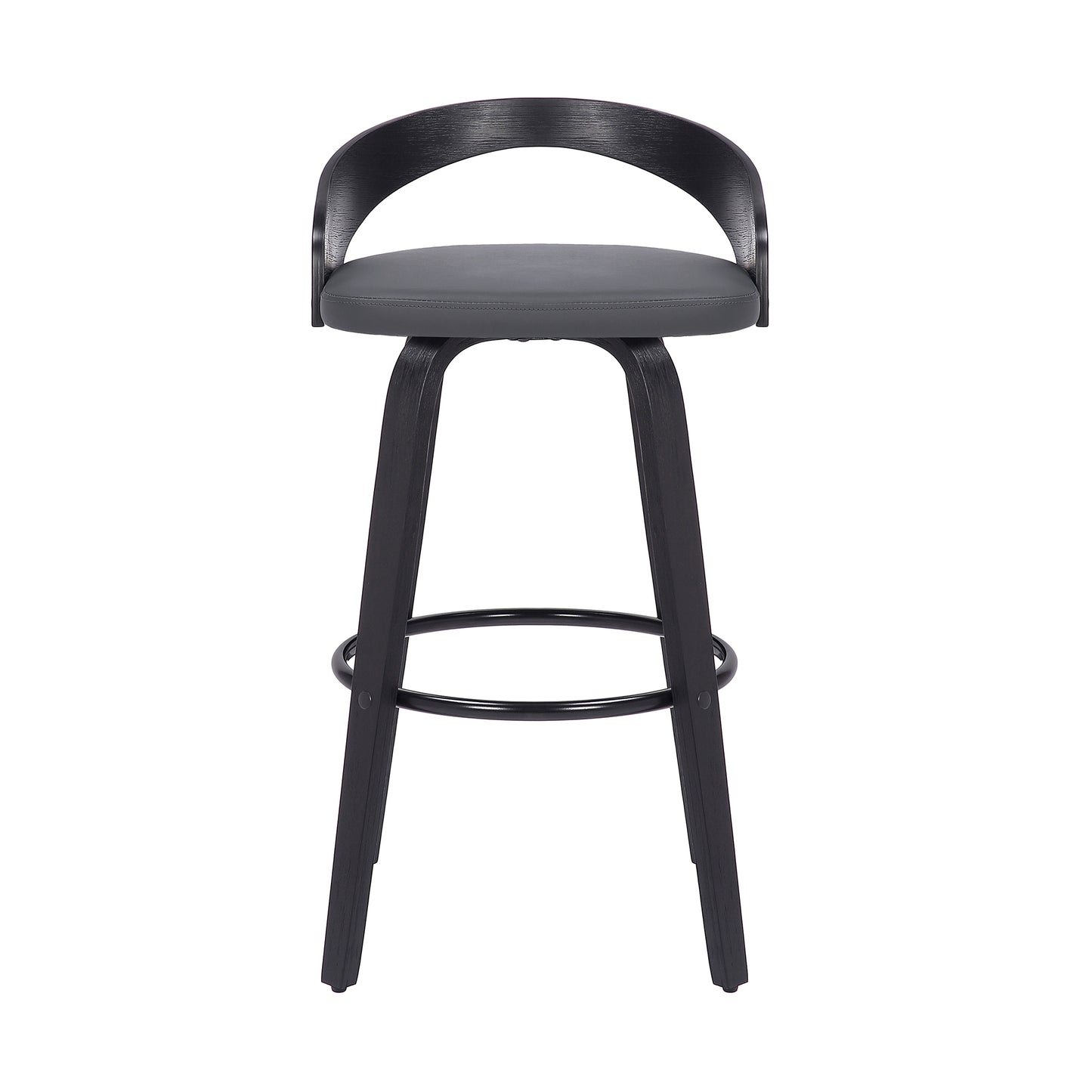 Sonia Swivel Faux Leather and Wood Bar Stool in Counter and Bar Height