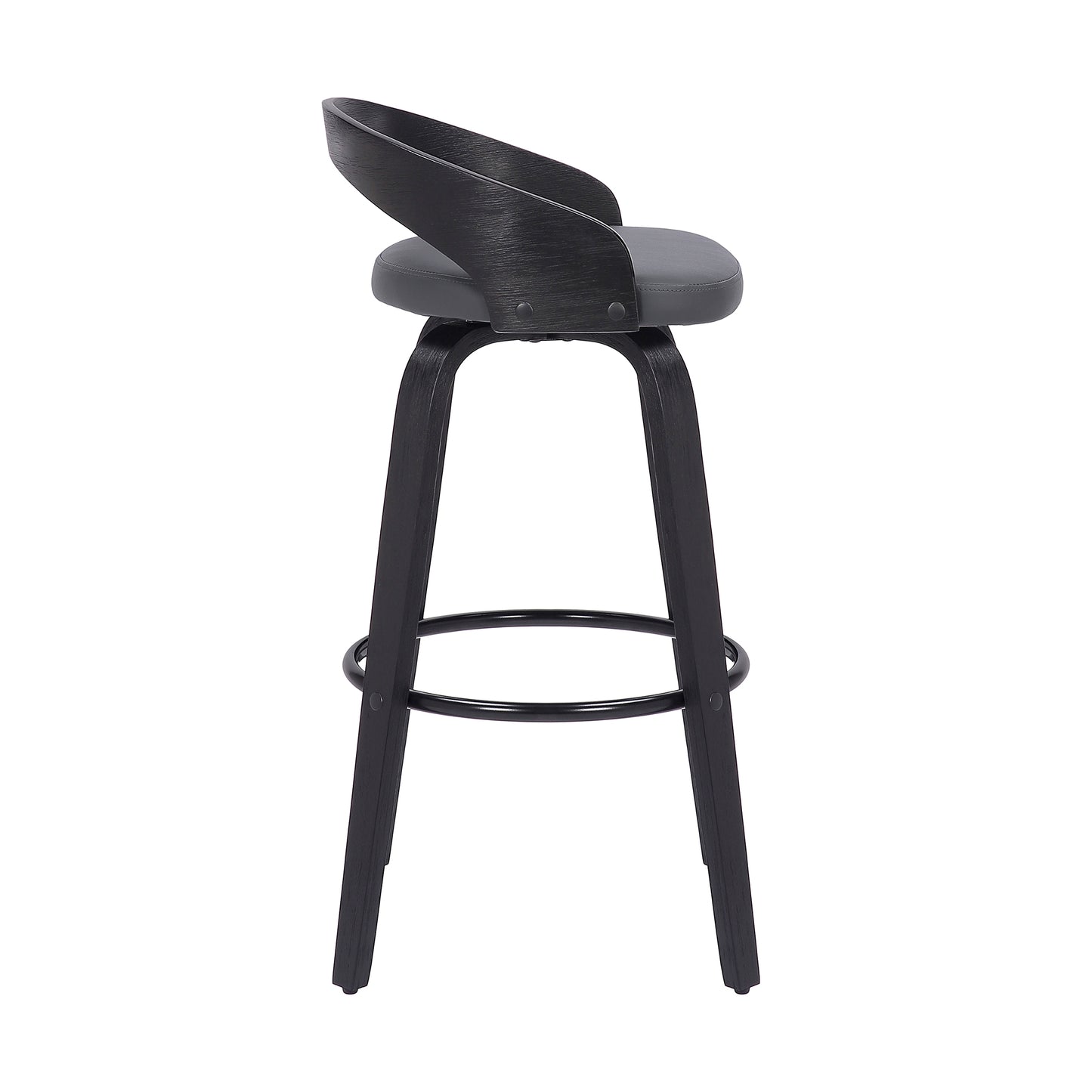 Sonia Swivel Faux Leather and Wood Bar Stool in Counter and Bar Height