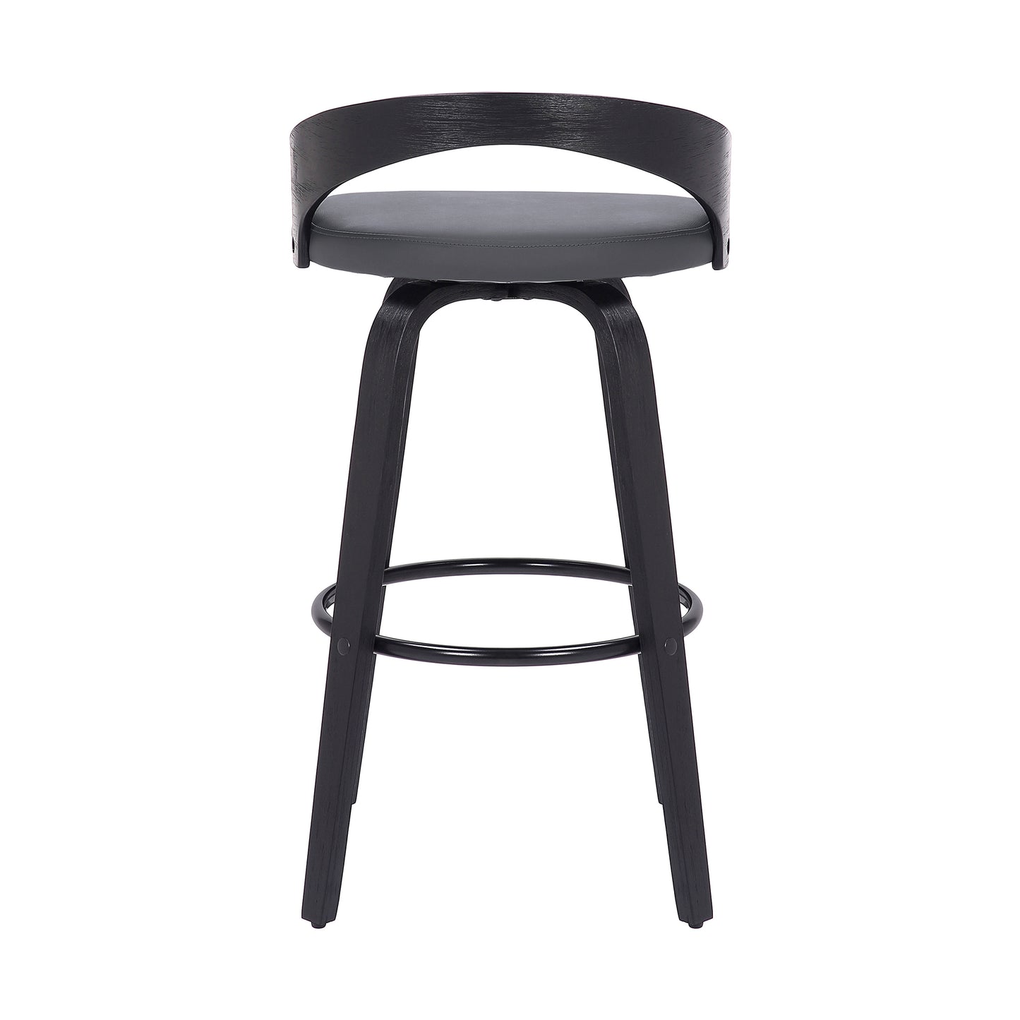 Sonia Swivel Faux Leather and Wood Bar Stool in Counter and Bar Height