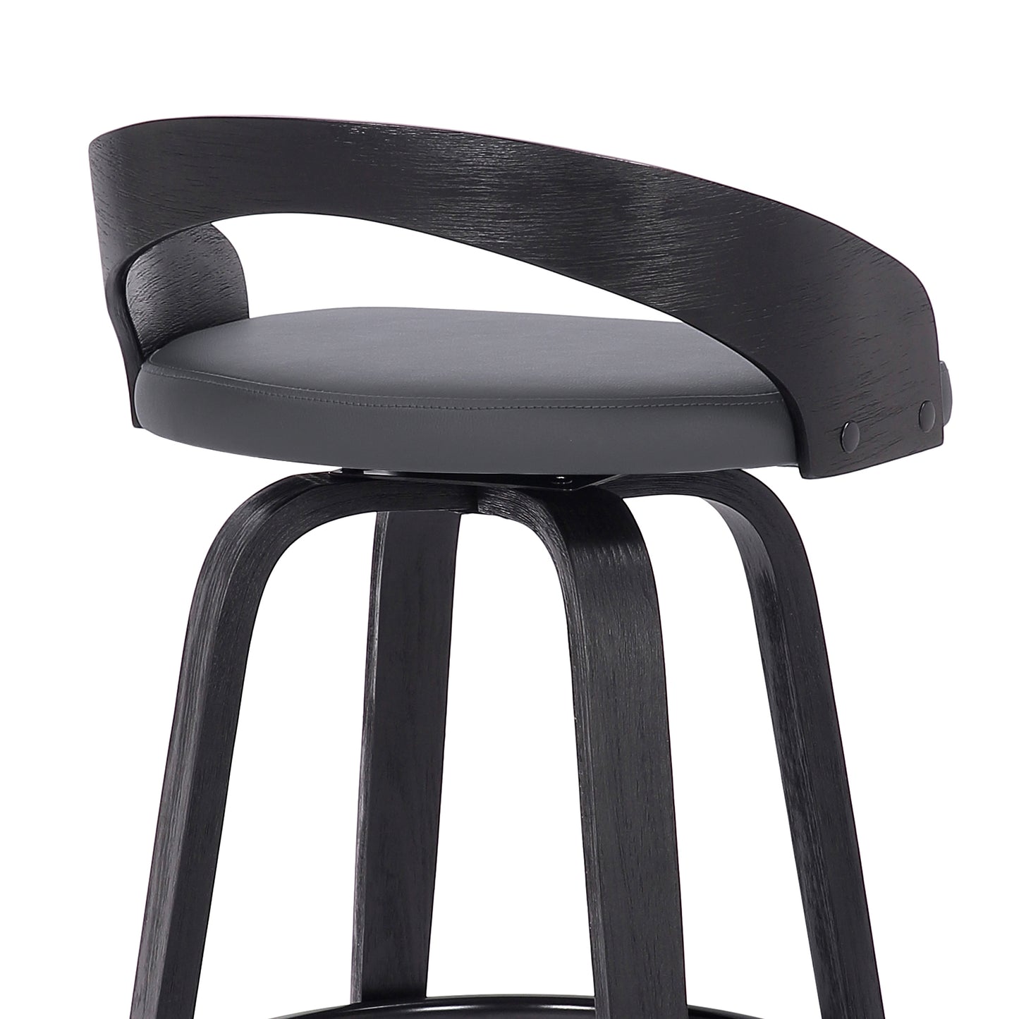 Sonia Swivel Faux Leather and Wood Bar Stool in Counter and Bar Height