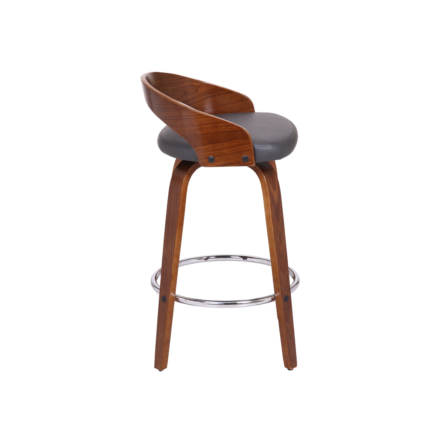 Sonia Swivel Faux Leather and Wood Bar Stool in Counter and Bar Height