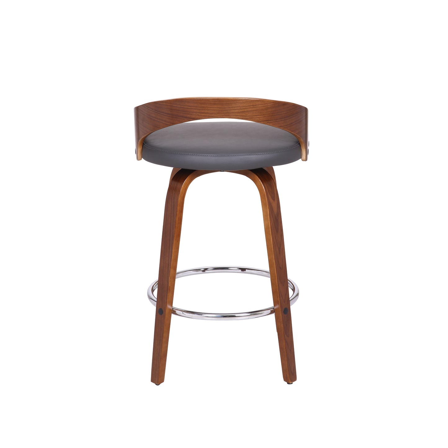 Sonia Swivel Faux Leather and Wood Bar Stool in Counter and Bar Height